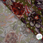 Sergé de viscose EcoVero cachemire fleuri kaki - détail du motif