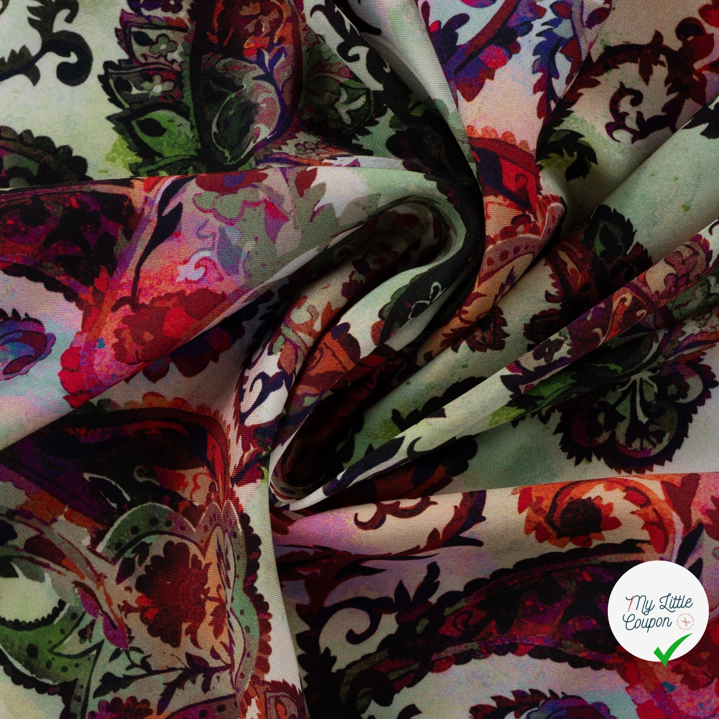Sergé de viscose EcoVero cachemire kaki - drapé