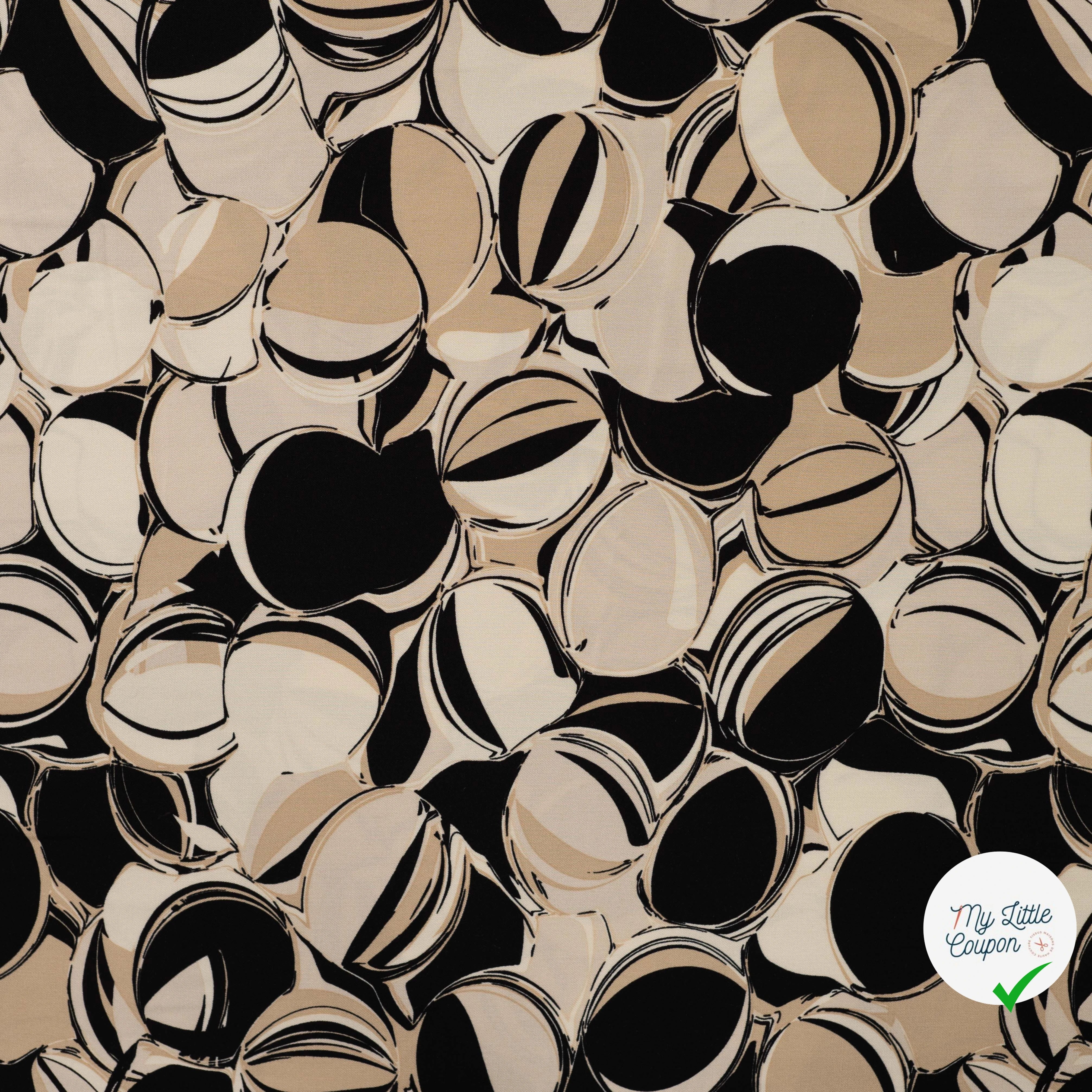 Sergé de viscose EcoVero cercles sable - vue à plat