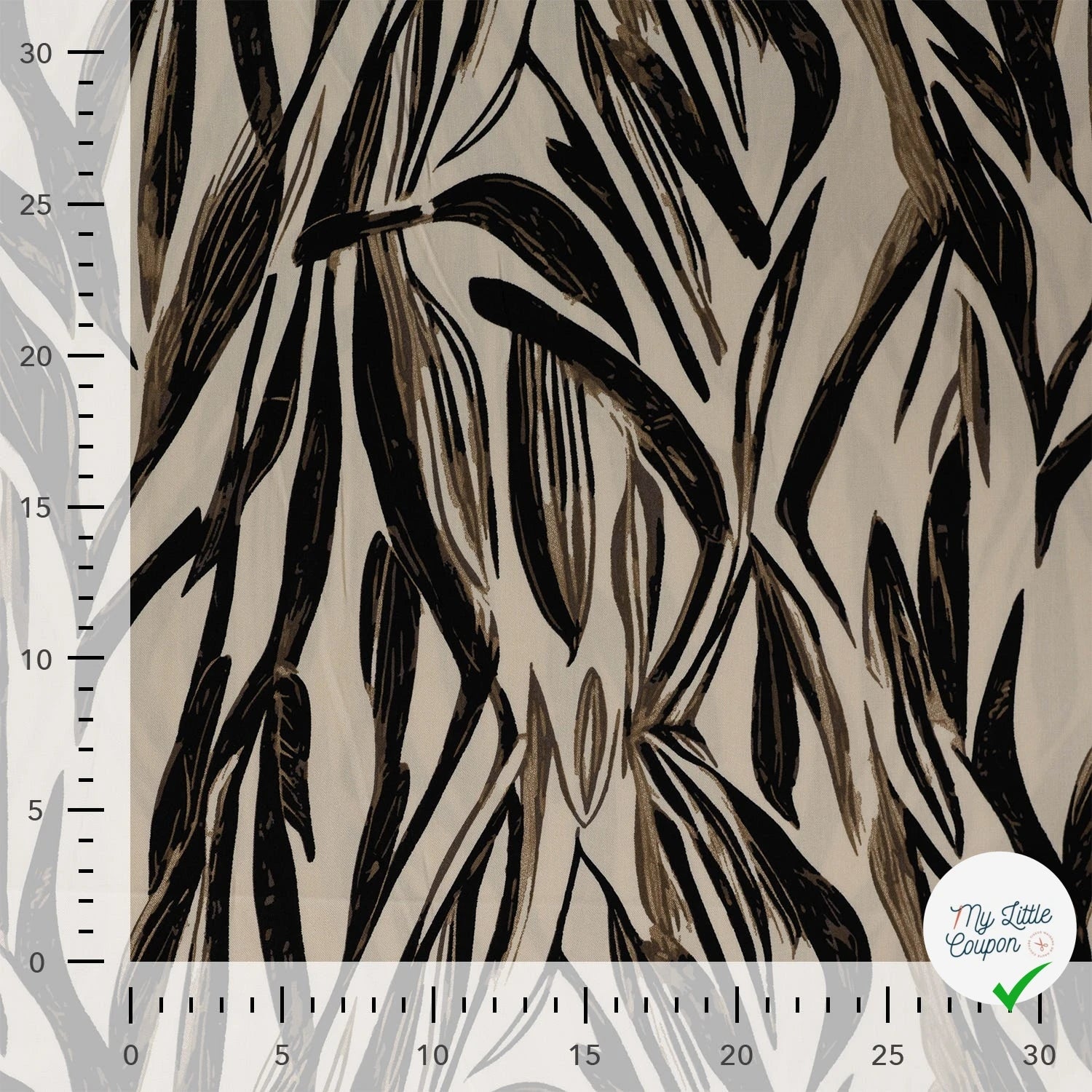 Sergé de viscose EcoVero feuilles pinceau sable - texture