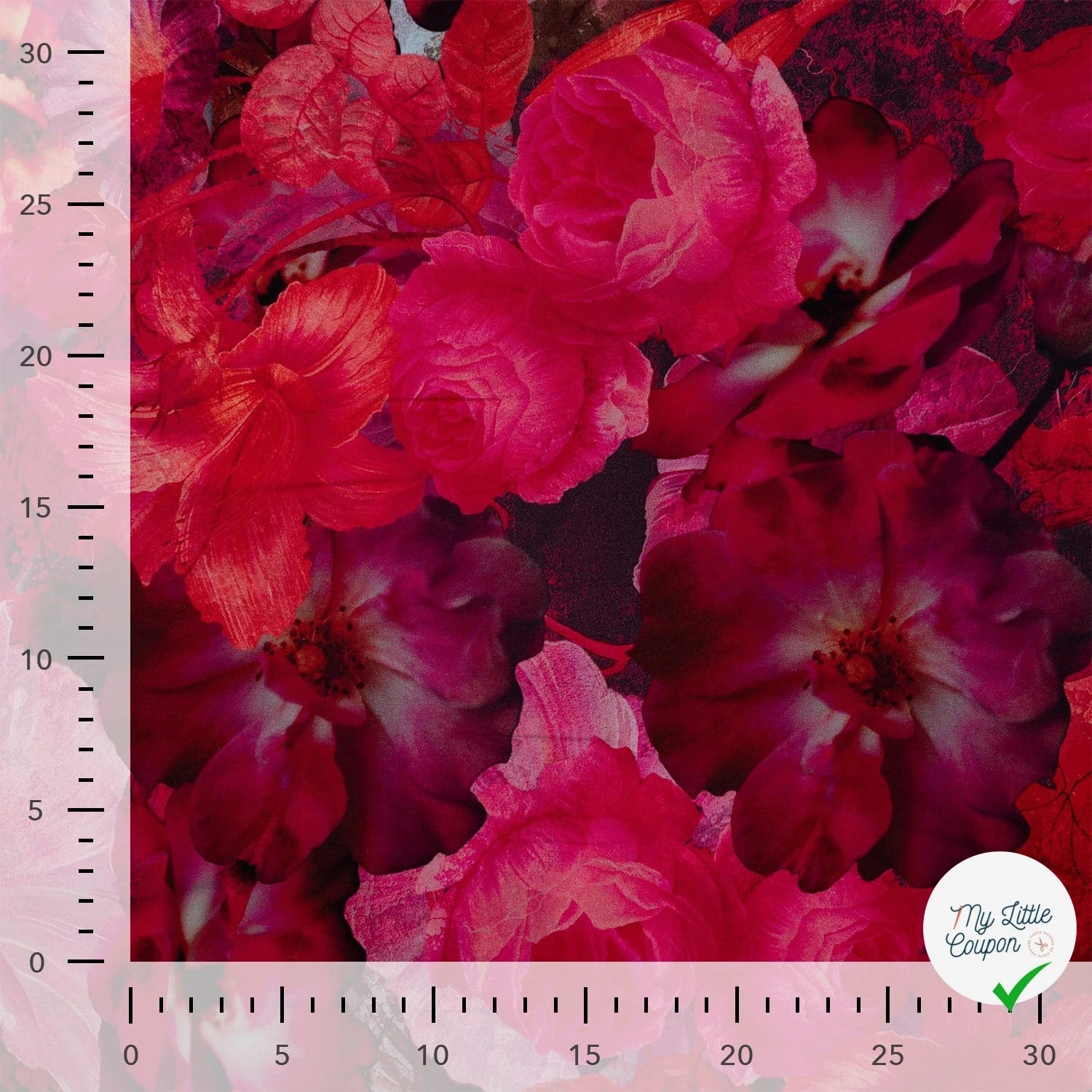 Sergé de viscose EcoVero fleurs cyclamen - texture