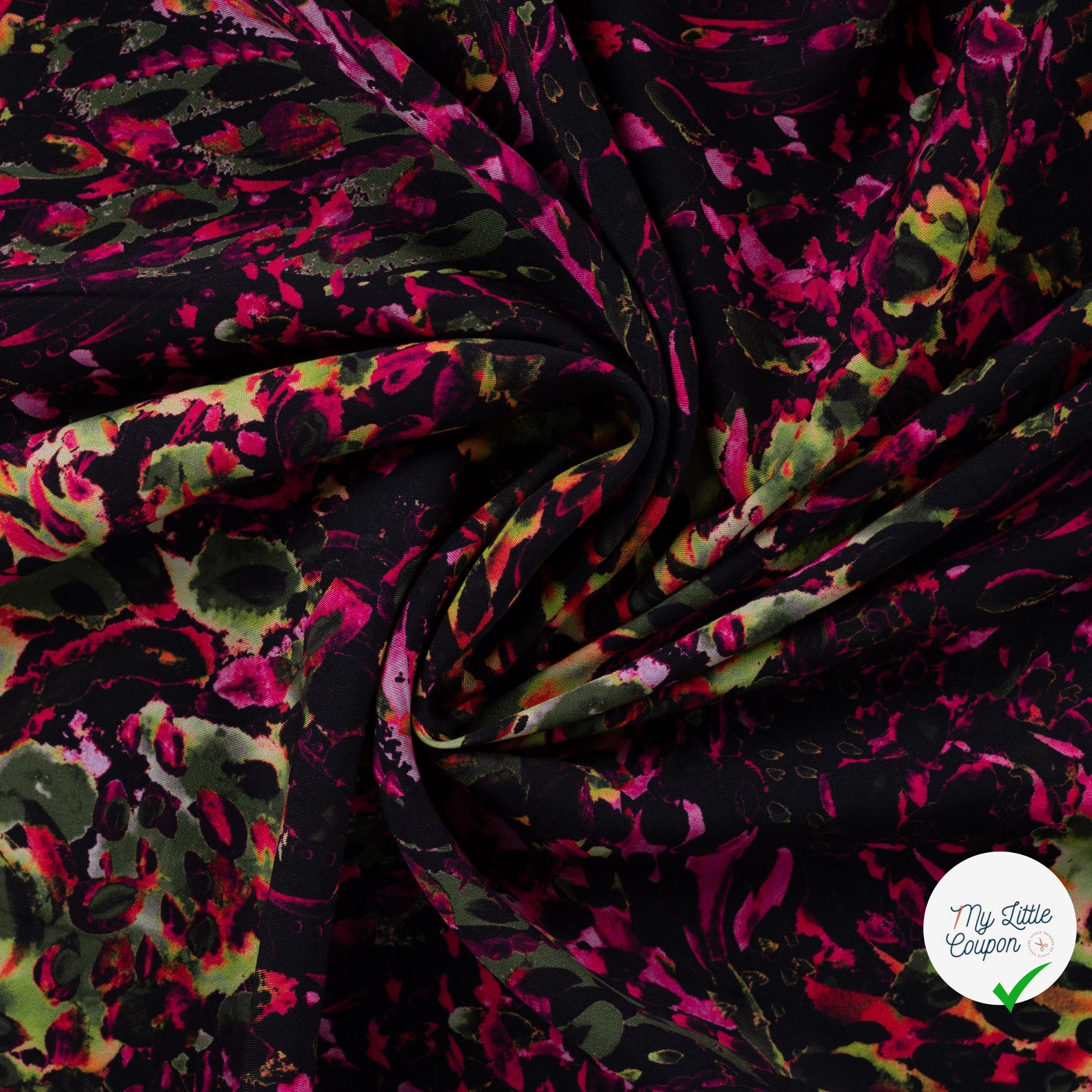 Sergé de viscose EcoVero pois kaki - drapé