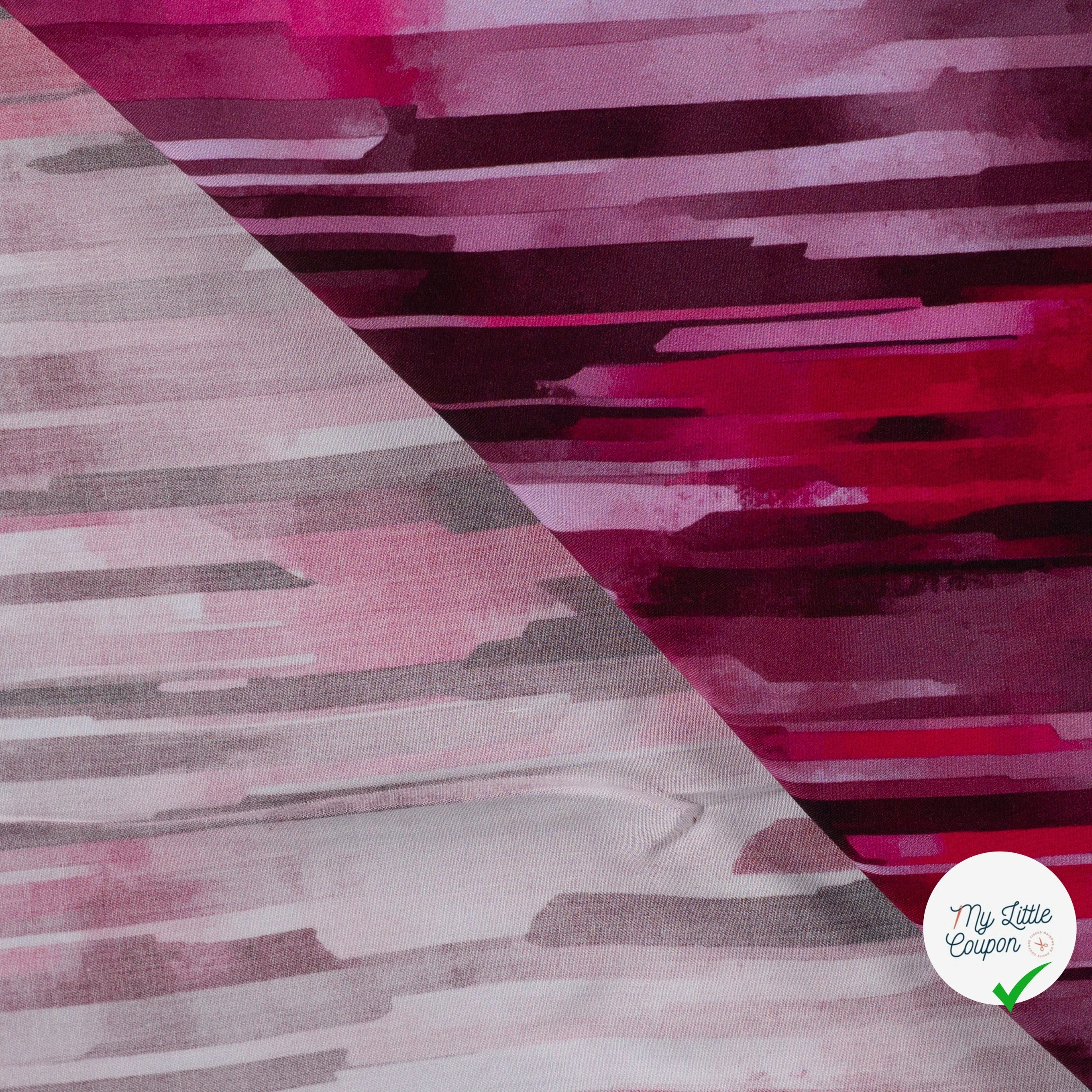 Sergé de viscose EcoVero rayures pinceau cyclamen - détail du motif