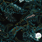 Sergé de viscose imprimé cachemire turquoise - vue à plat