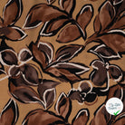 Sergé de viscose imprimé feuilles taupe - vue à plat