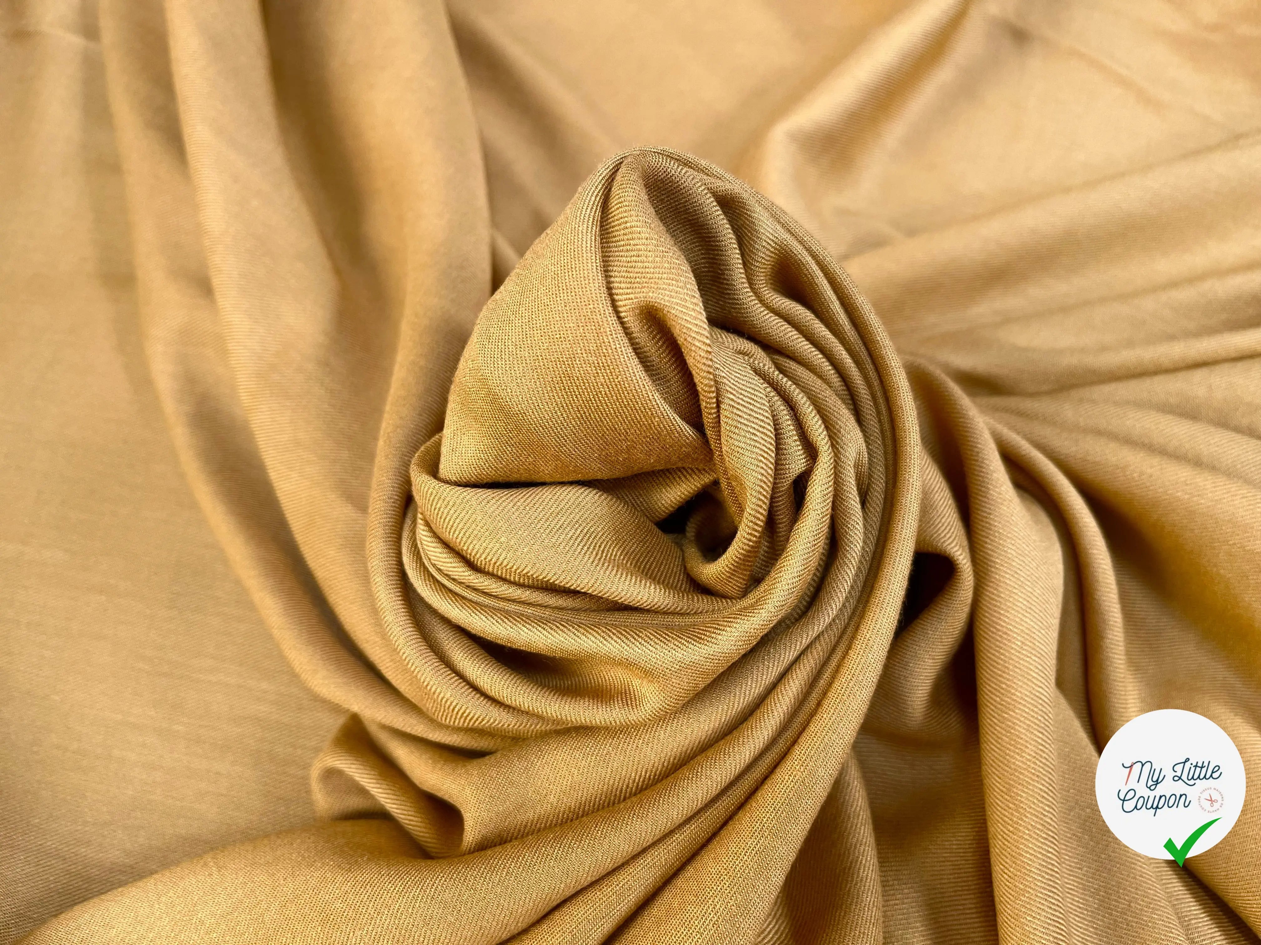 SERGÉ DE VISCOSE LAINE MARRON FAUVE - My Little Coupon