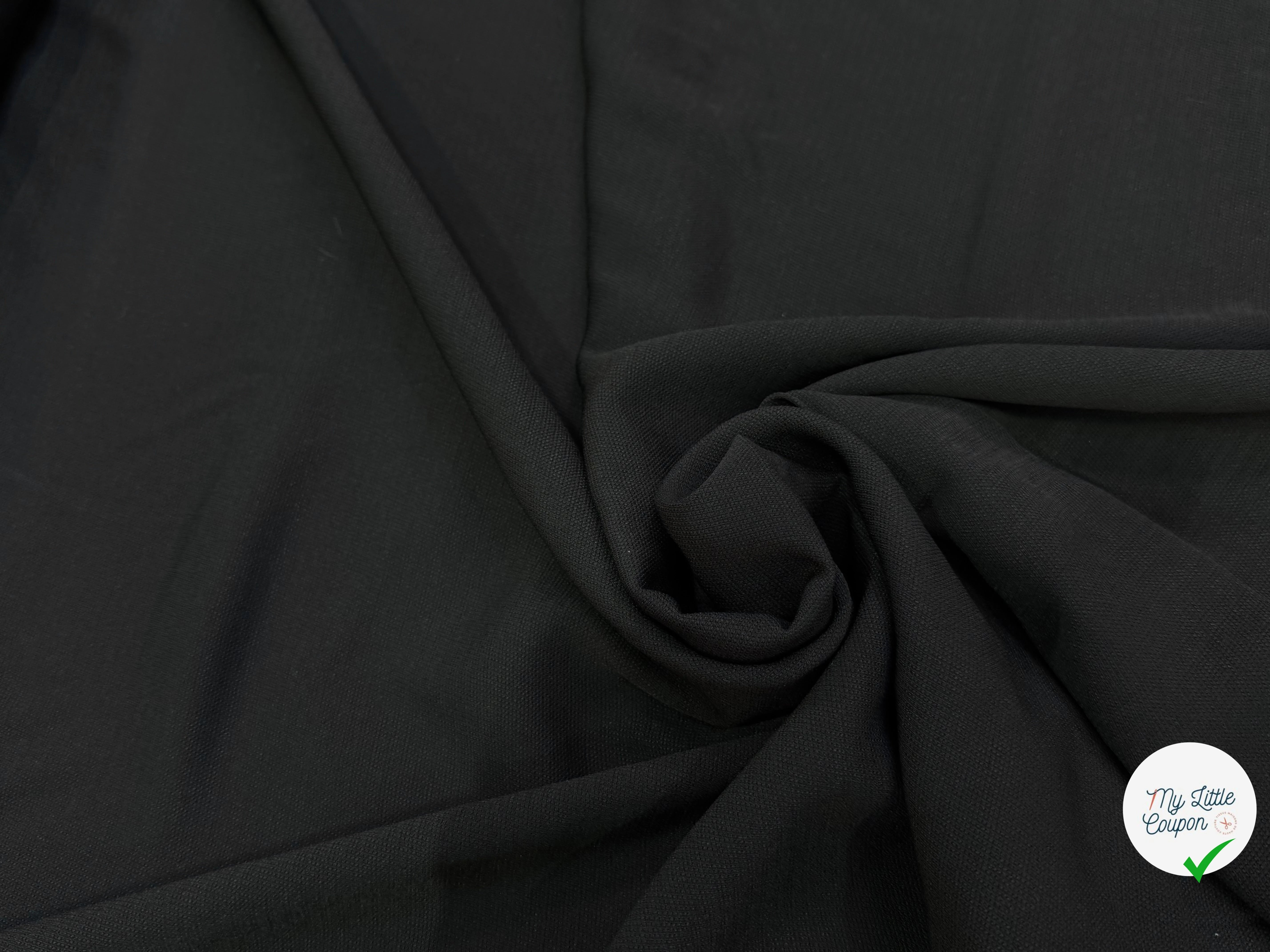 SERGÉ POLYVISCOSE TOMBÉ LOURD NOIR - My Little Coupon