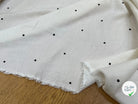 SERGÉ VISCOSE DUVETEUSE BLANC CASSÉ FLUIDE POIS NOIR - My Little Coupon