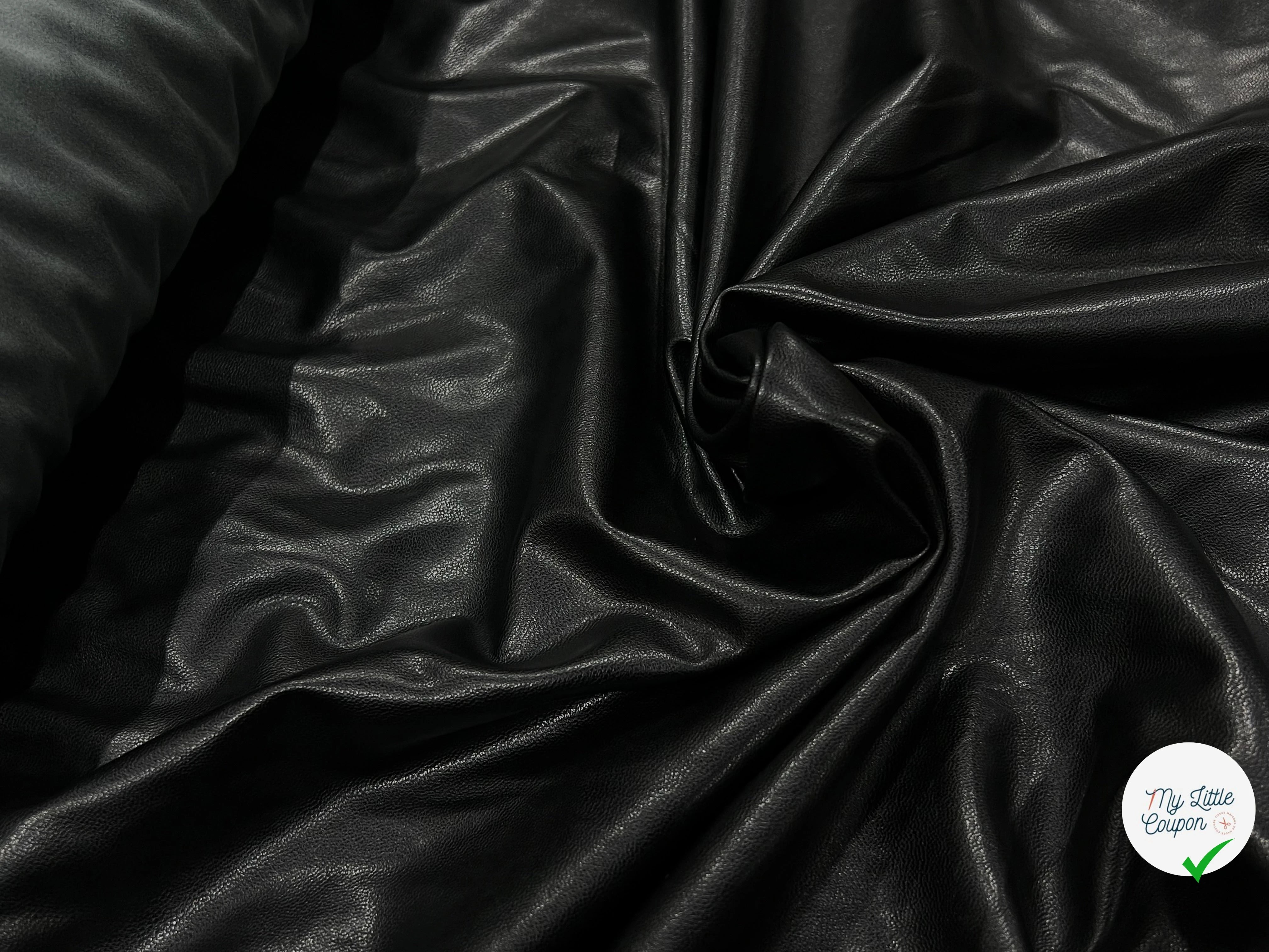 SIMILI CUIR NOIR STRETCH NOIR 140CM SOUPLE - My Little Coupon