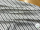 SOIE LÉGÈREMENT SATINÉ BLANC (CASSÉ) GROSSES RAYURES NOIRE 100% SOIE - My Little Coupon