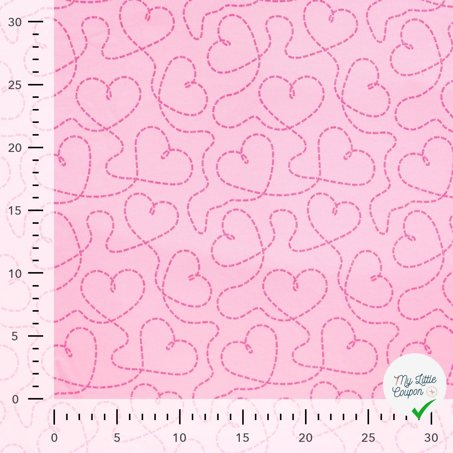 SWEAT FRENCH TERRY PAILLETÉ IMPRIMÉ CŒURS FOND POUDRÉ - My Little Coupon