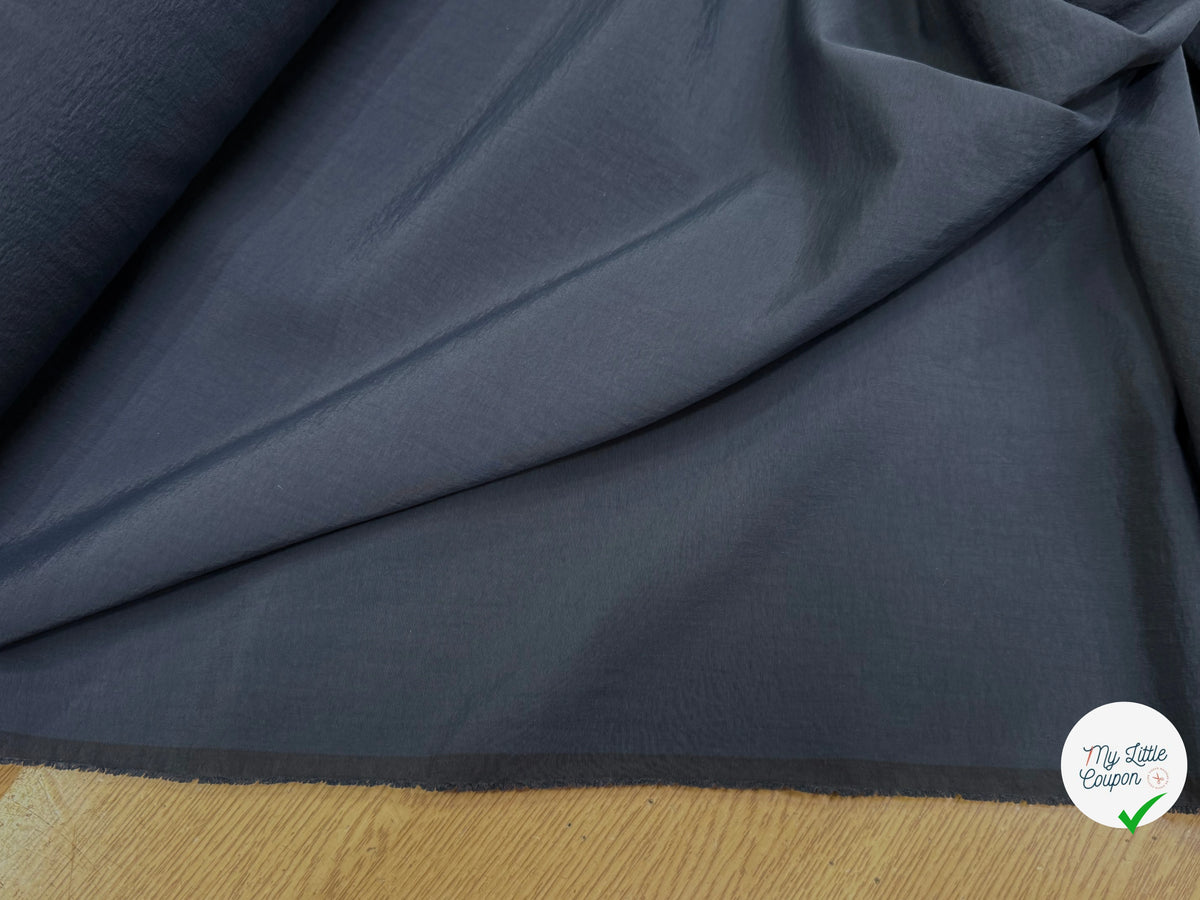 TAFFETAS CRAQUANT TOUCHER FROID BLEU NUIT 100% POLYAMIDE MADE IN ITALY - My Little Coupon