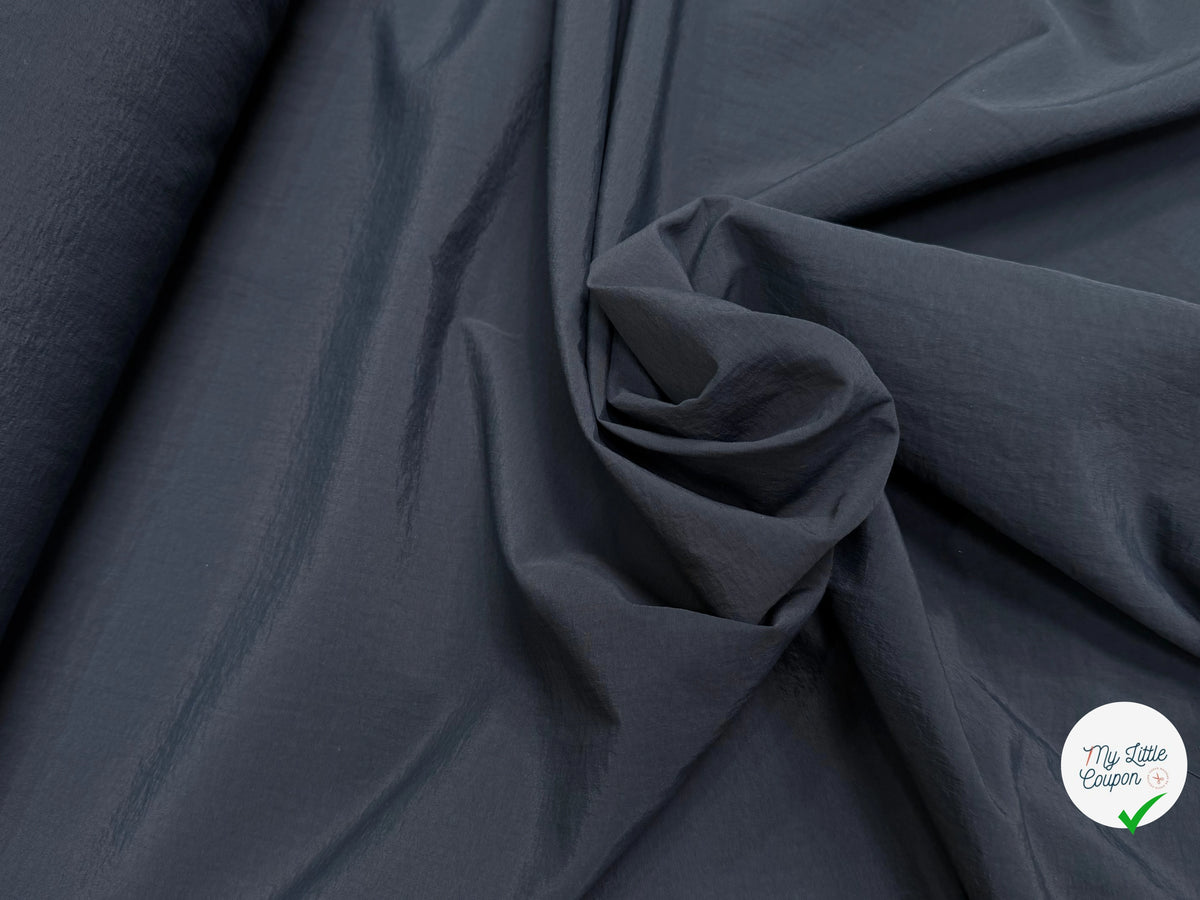 TAFFETAS CRAQUANT TOUCHER FROID BLEU NUIT 100% POLYAMIDE MADE IN ITALY - My Little Coupon