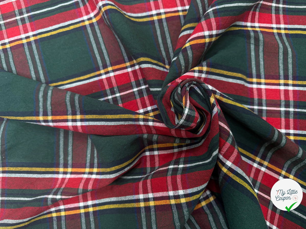 TISSÉ TEINT ÉCOSSAIS VERT ROUGE 150 CM - My Little Coupon