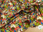 TISSU 100% VISCOSE IMPRIMÉ BASE DE FLEURS FOND CORAIL - My Little Coupon