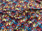 TISSU 100% VISCOSE IMPRIMÉ BASE DE FLEURS FOND MARRON BORDEAUX - My Little Coupon