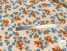 TISSU 100% VISCOSE IMPRIMÉ BRANCHES À FLEURS FOND CREME - My Little Coupon