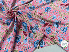 TISSU 100% VISCOSE IMPRIMÉ FEUILLAGES FOND ROSE - My Little Coupon