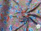 TISSU 100% VISCOSE IMPRIMÉ FEUILLAGES FOND VIEUX ROSE - My Little Coupon