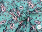 TISSU 100% VISCOSE IMPRIMÉ FOND AQUA - My Little Coupon