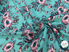 TISSU 100% VISCOSE IMPRIMÉ FOND AQUA - My Little Coupon