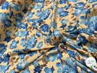 TISSU 100% VISCOSE IMPRIMÉ GROSSES BASES DE FLEURS FOND CAMEL - My Little Coupon