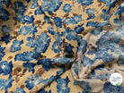 TISSU 100% VISCOSE IMPRIMÉ GROSSES BASES DE FLEURS FOND CAMEL - My Little Coupon