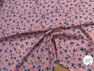 TISSU 100% VISCOSE IMPRIMÉ MINI FLEURS FOND BLEU ROSE - My Little Coupon