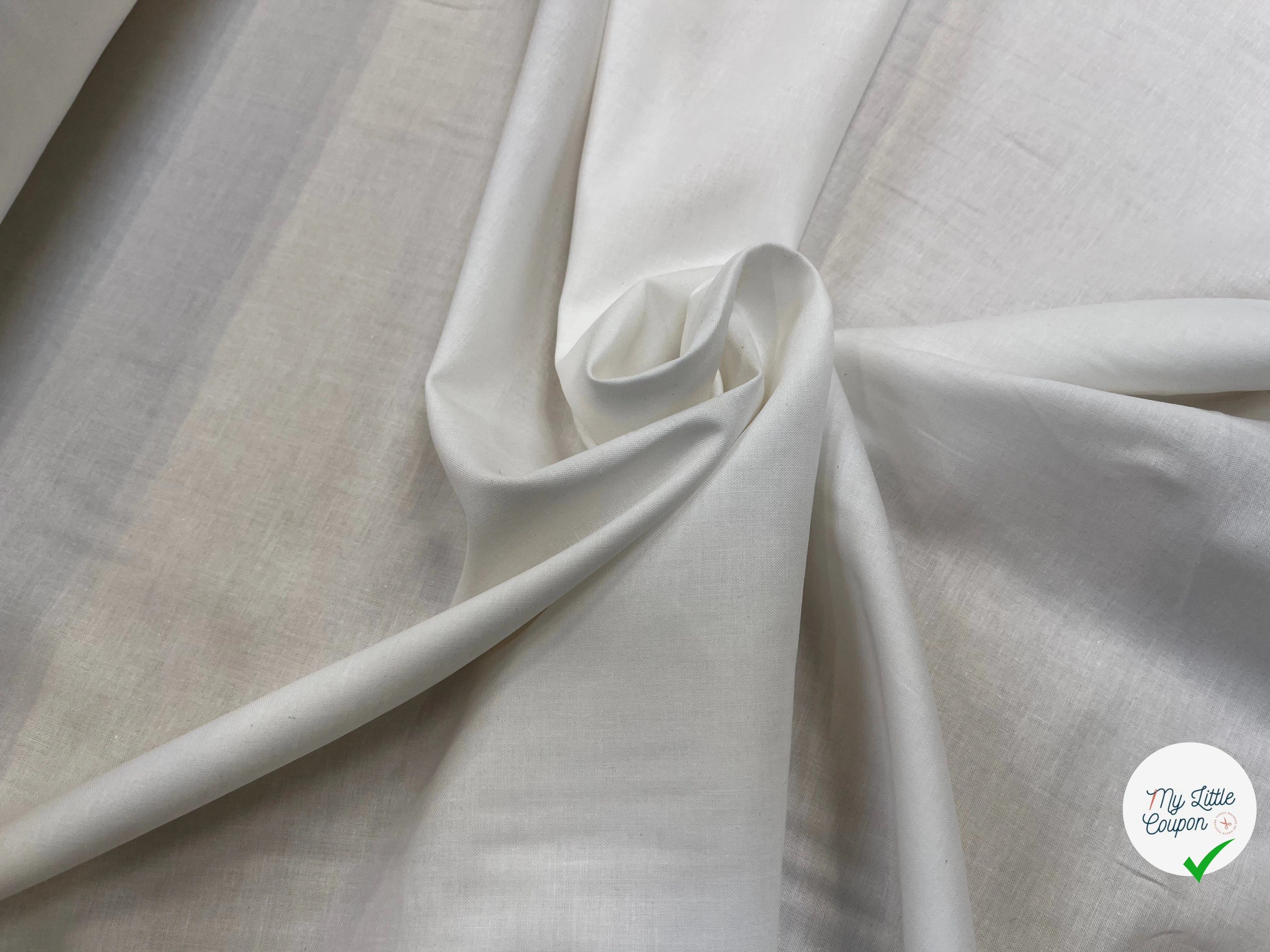 TISSU CHEMISE 100% COTON BLANC 145CM - My Little Coupon