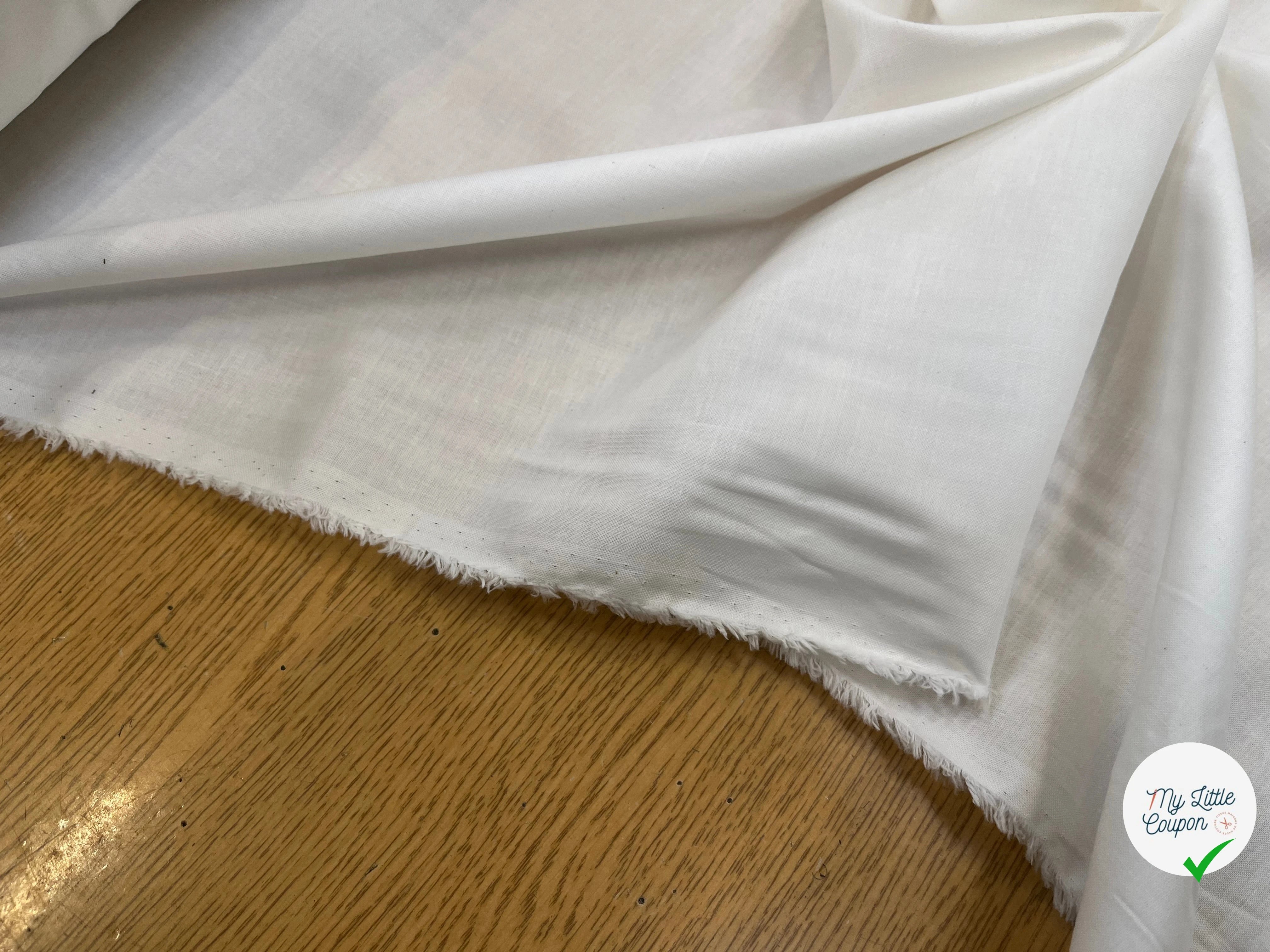 TISSU CHEMISE 100% COTON BLANC 145CM - My Little Coupon