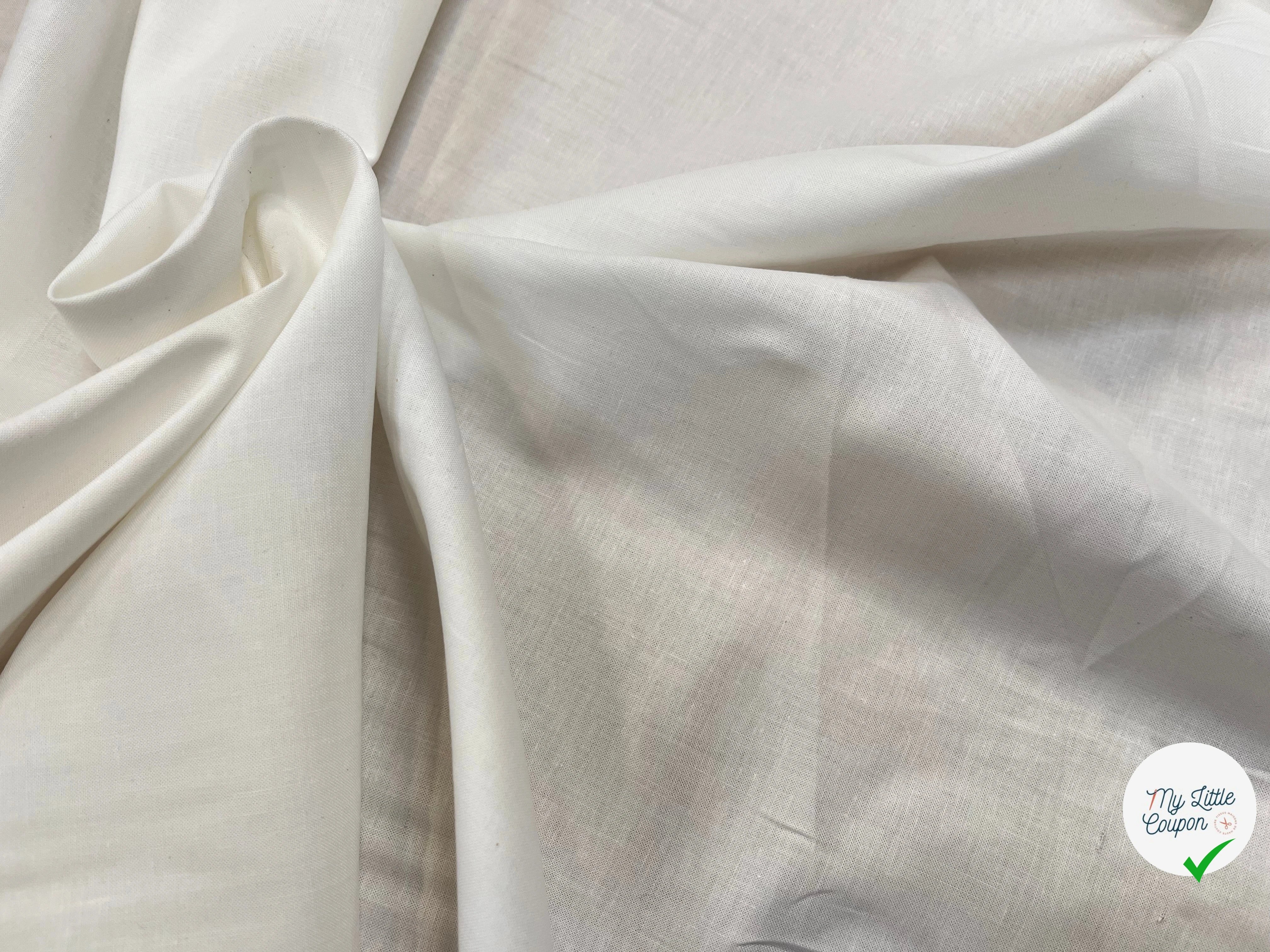 TISSU CHEMISE 100% COTON BLANC 145CM - My Little Coupon