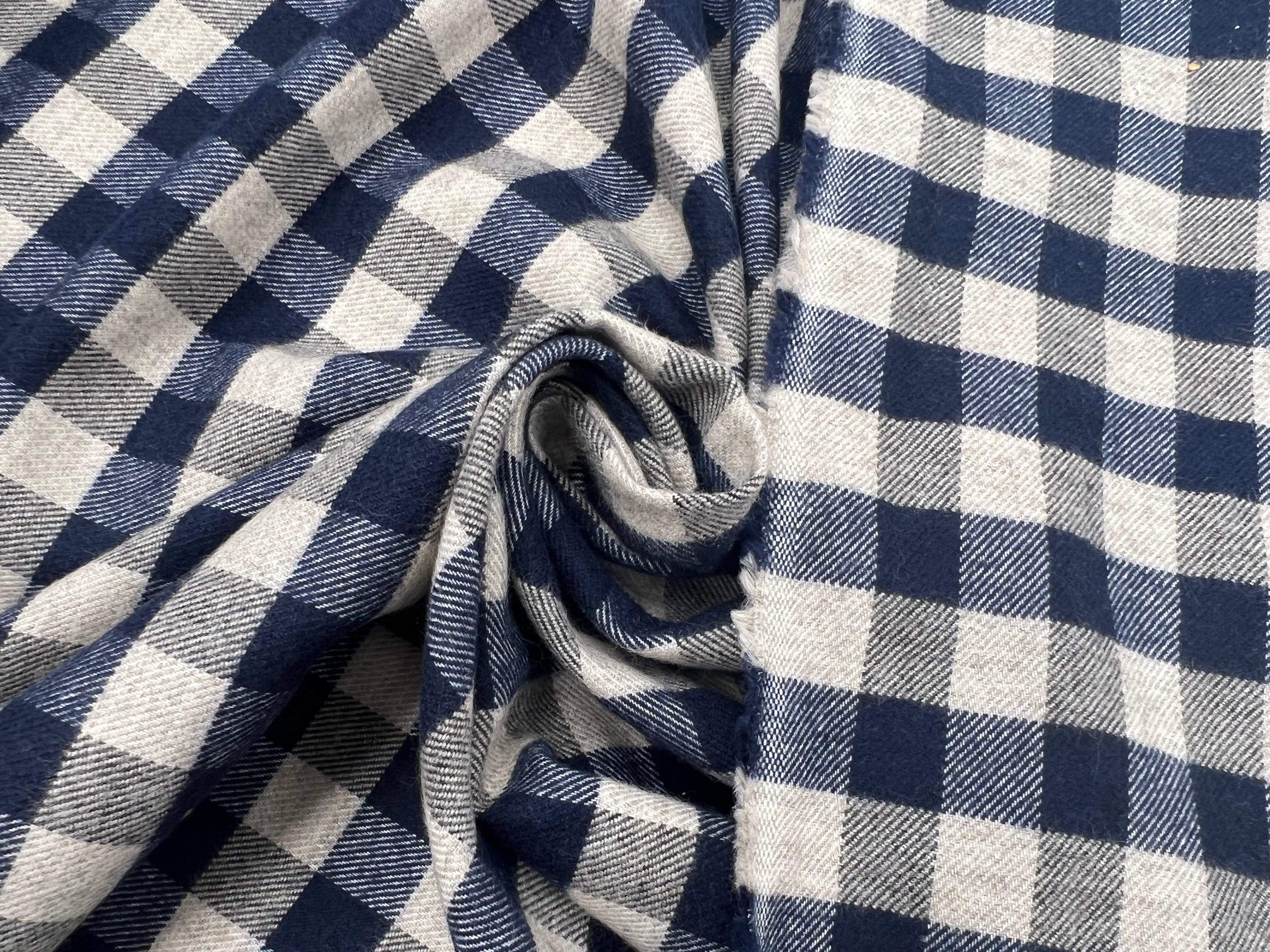 TISSU CHEMISE À CARREAUX COTON ÉMERISÉ TRÉS DOUX MSO