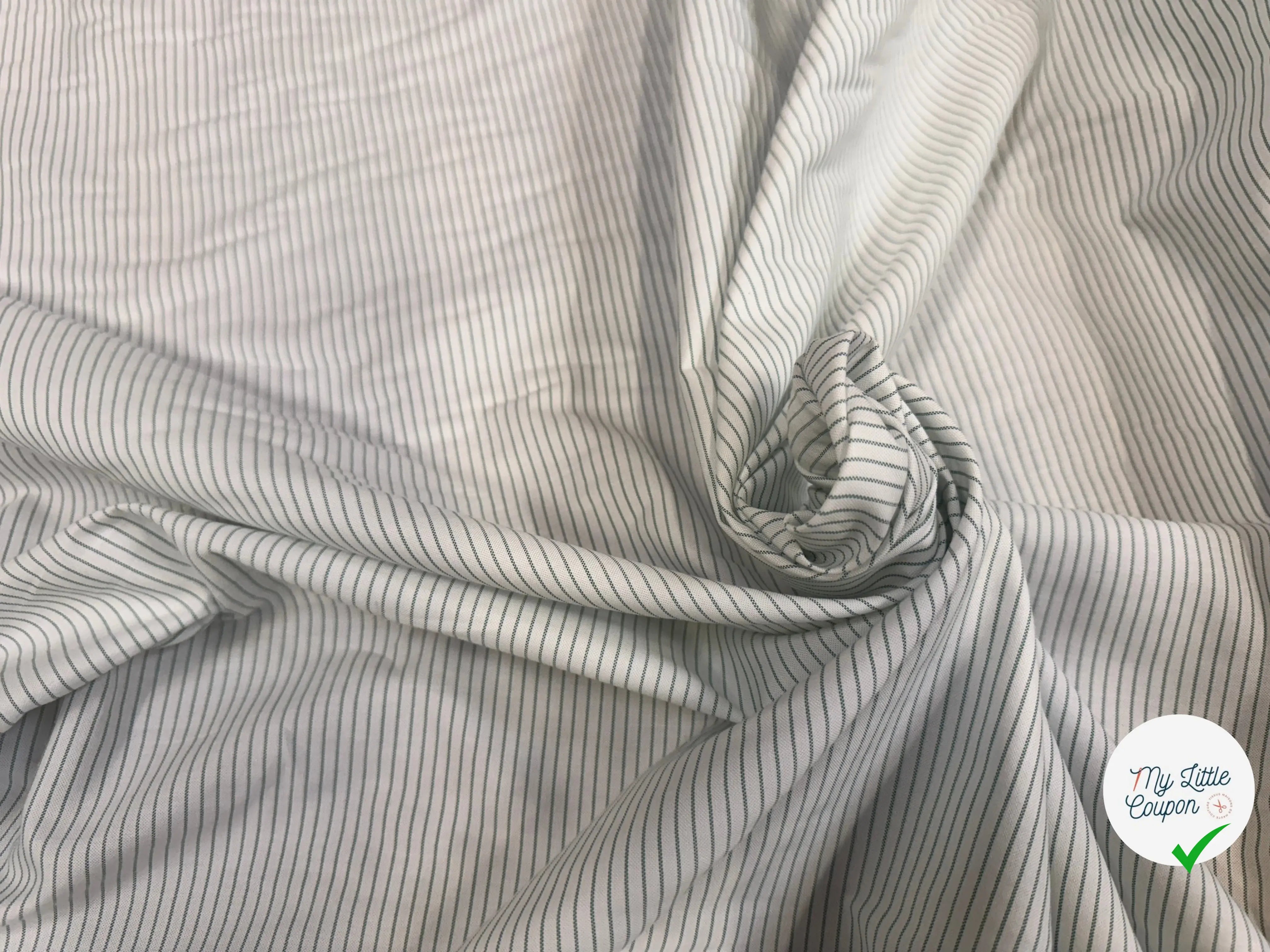 TISSU CHEMISE BLANC RAYURES VERTES - My Little Coupon