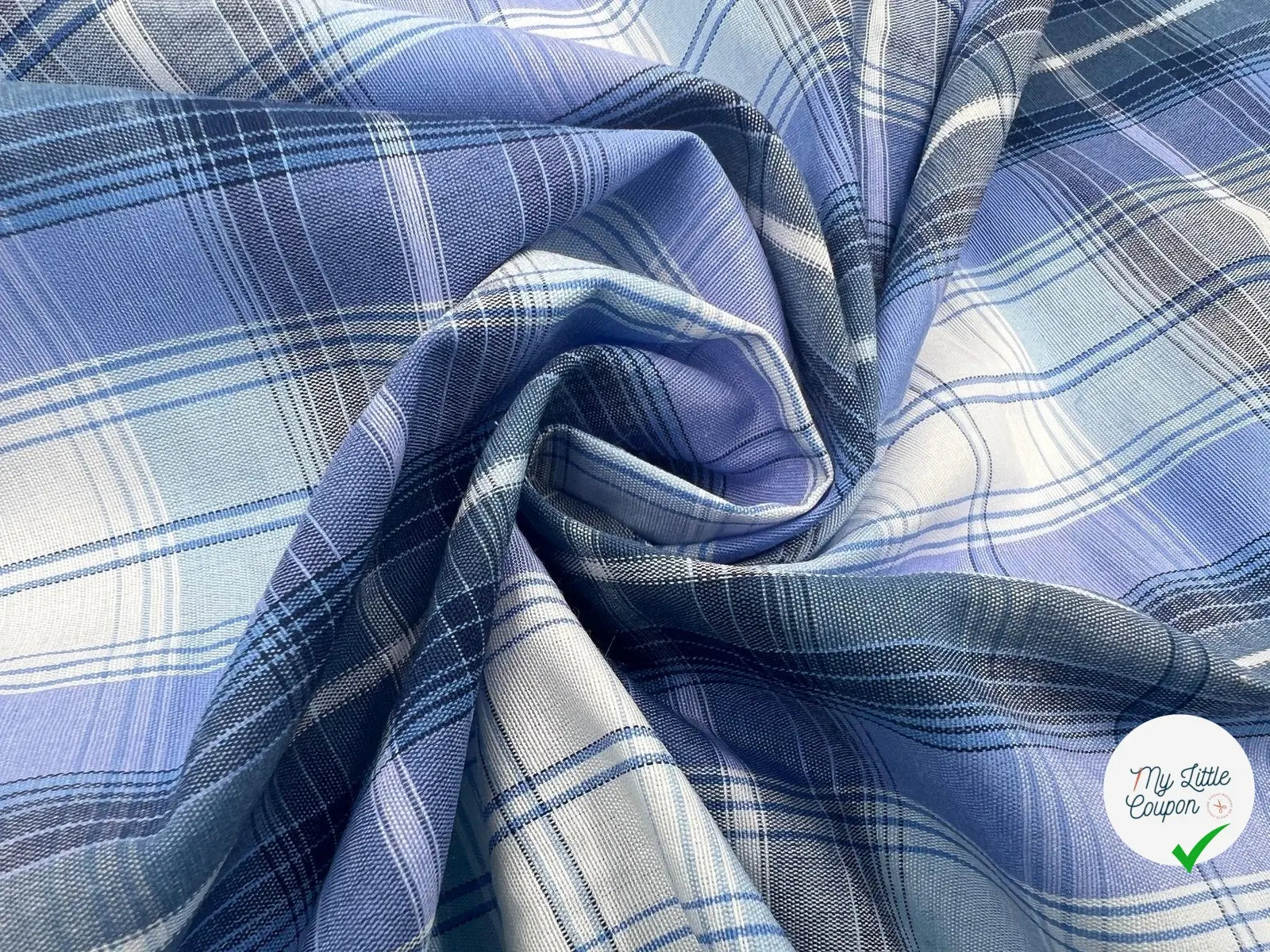 TISSU CHEMISE CARREAUX BLEU INDIEN - My Little Coupon - tissu - coudre