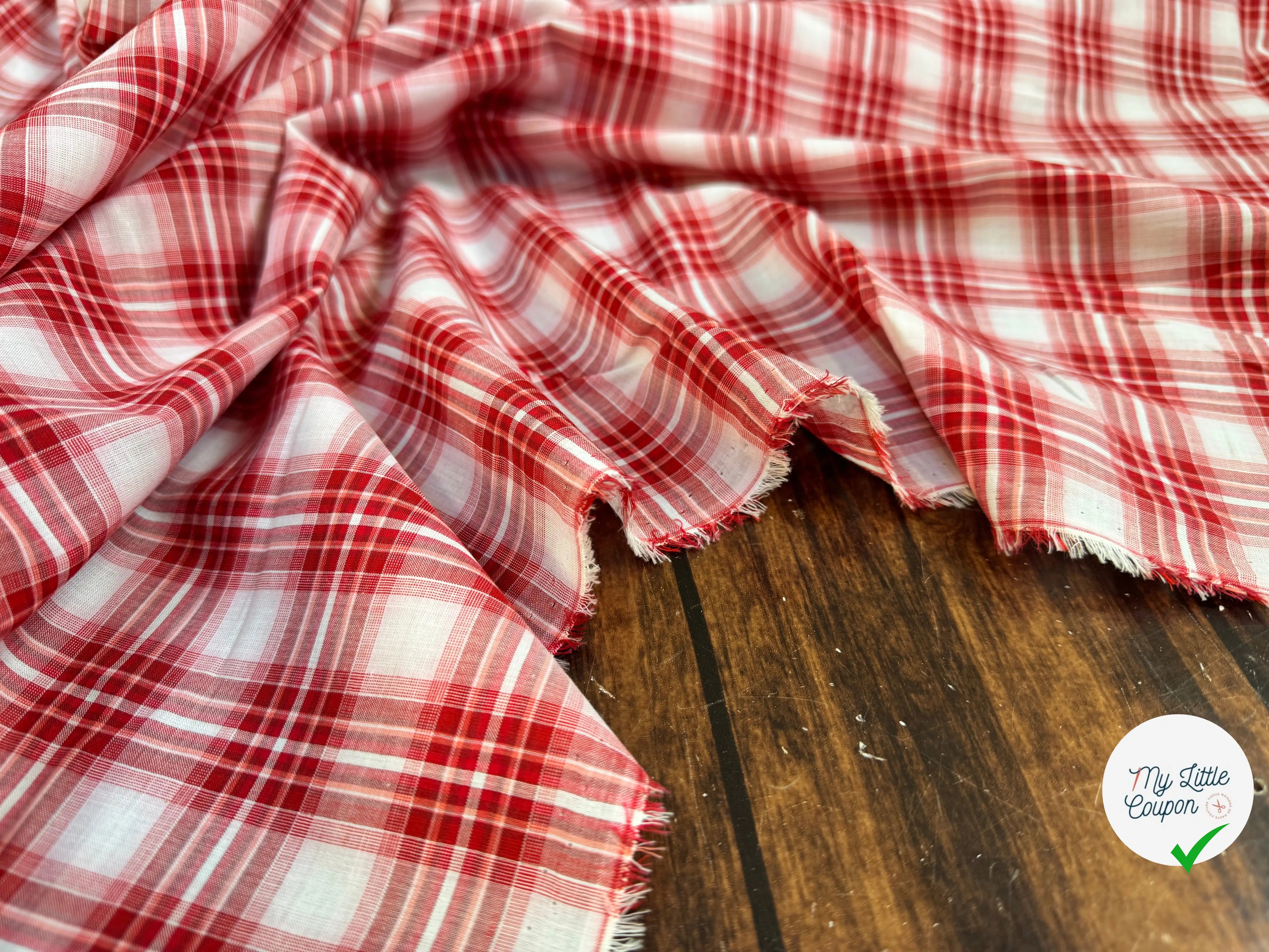 TISSU CHEMISE CARREAUX ROUGE BLANC - My Little Coupon