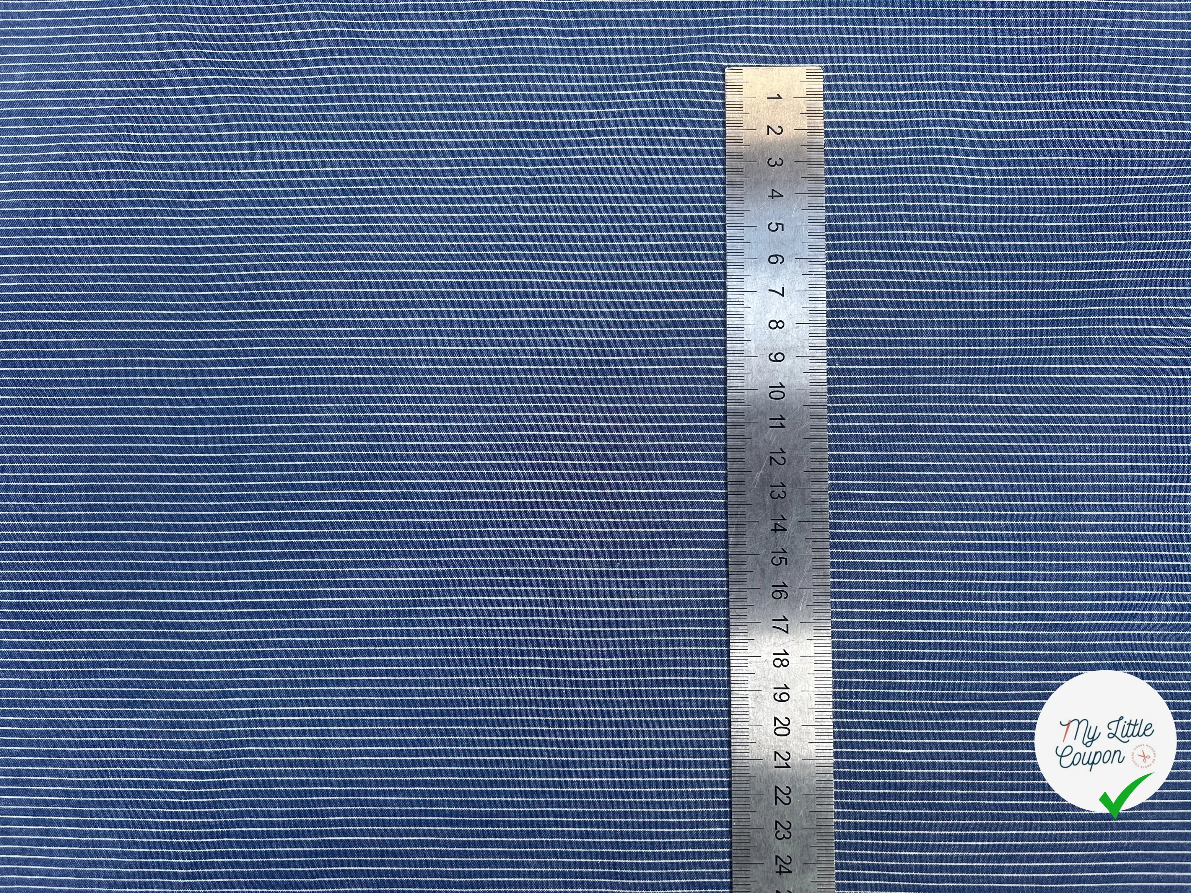 TISSU CHEMISE COTON BLEU RAYURES BLANCHE - My Little Coupon