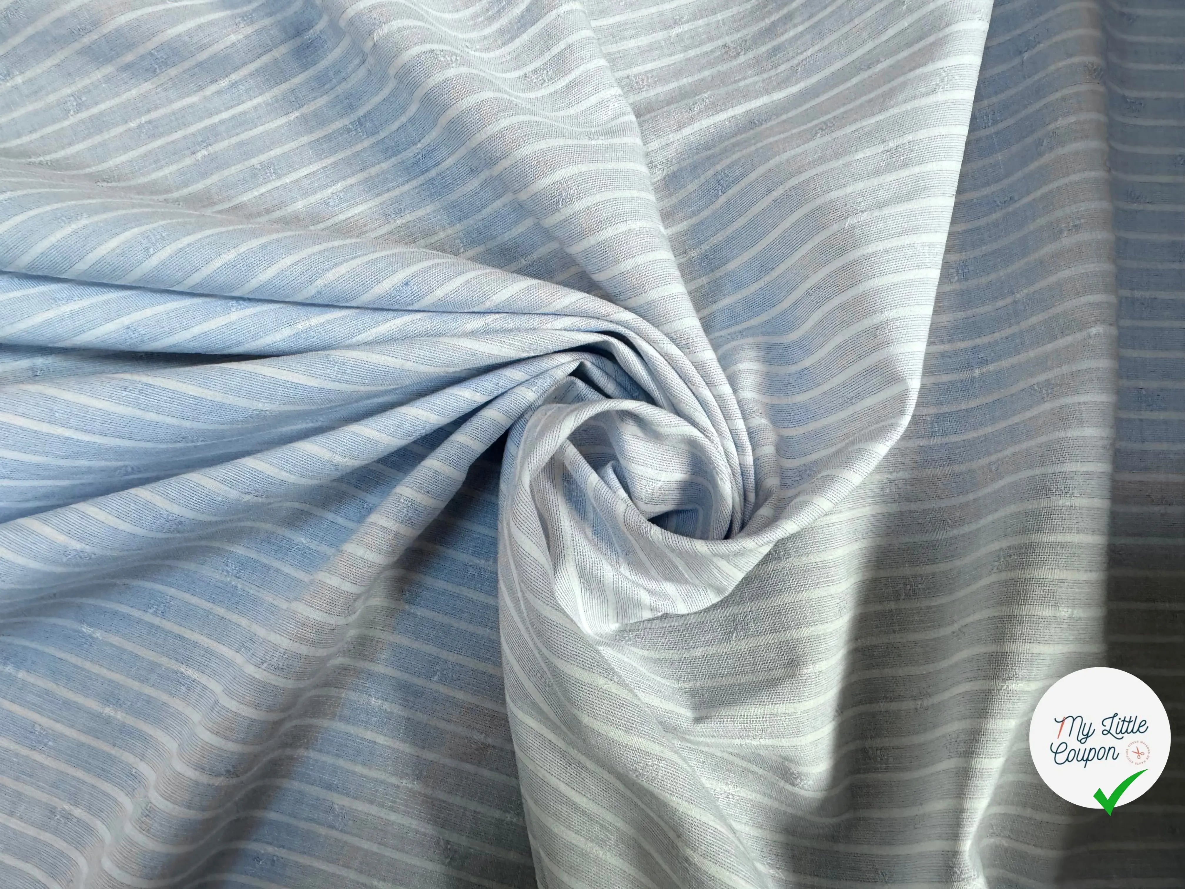 TISSU CHEMISE COTON FACONNE PETITES FLEURS AVEC RAYURES - My Little Coupon