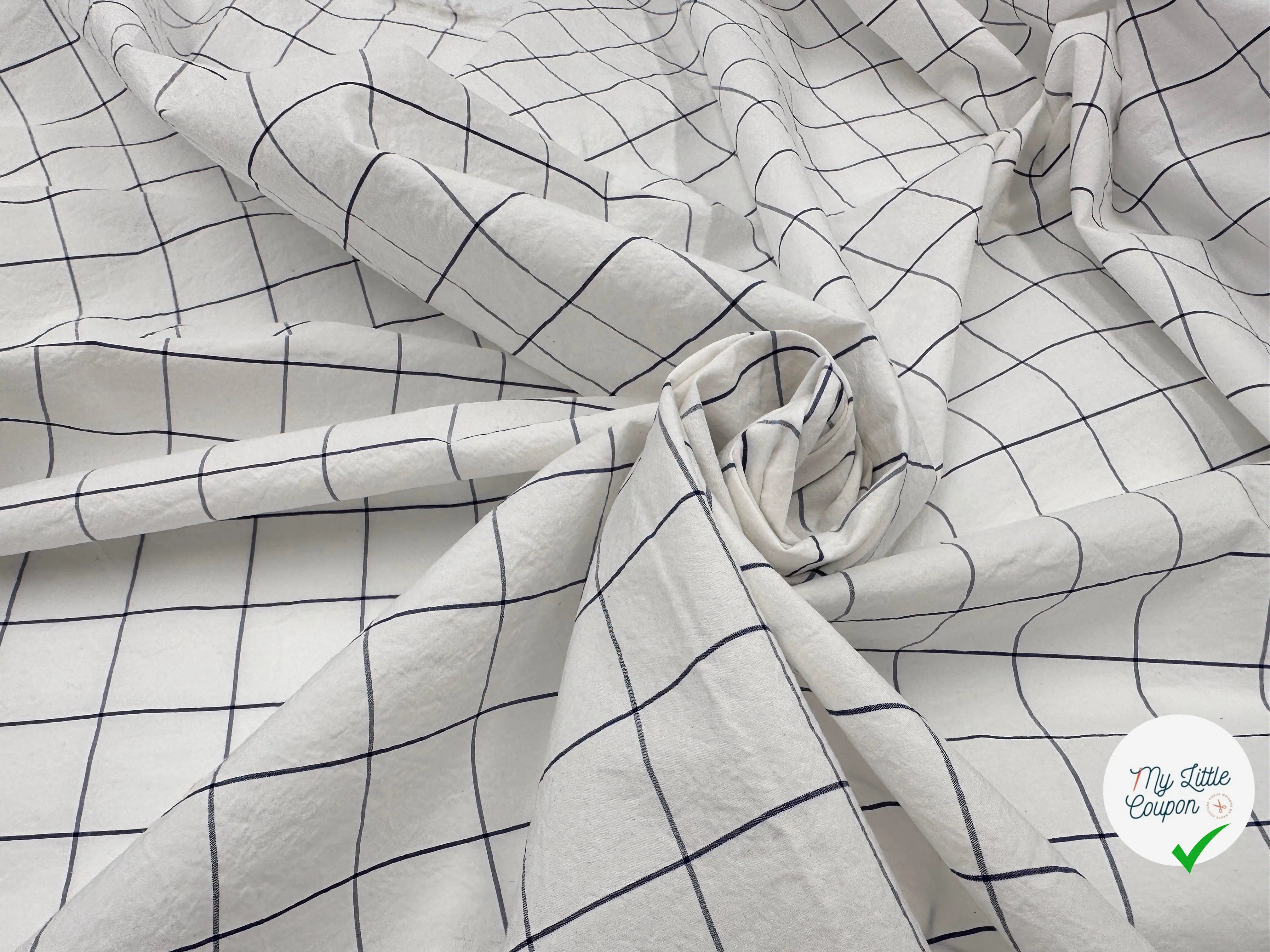 TISSU CHEMISE FROISSÉ CARREAUX BLEU ET BLANC - My Little Coupon - tissu - coudre