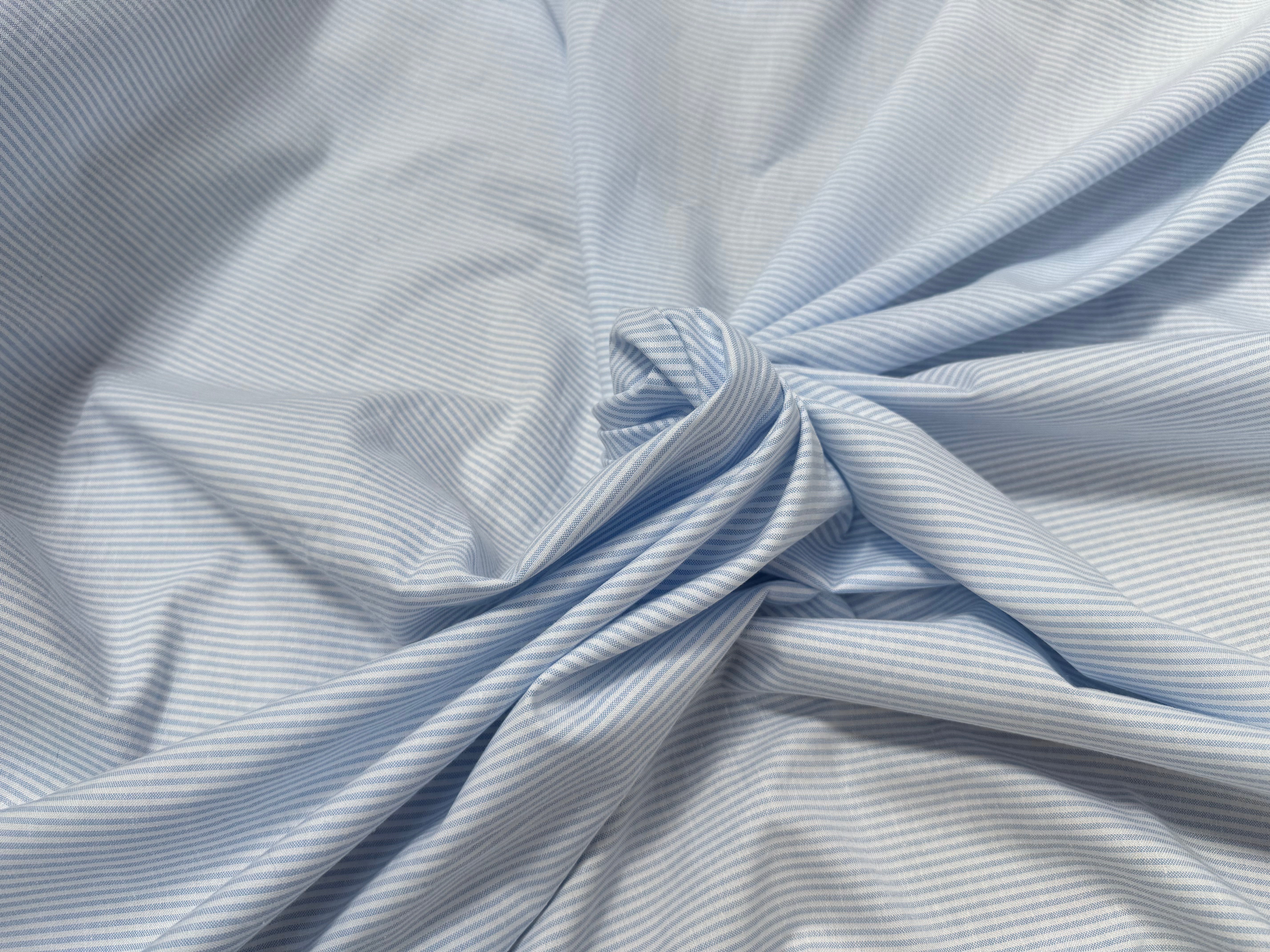 TISSU CHEMISE OXFORD COTON À RAYURES BLEU ET BLANC - My Little Coupon