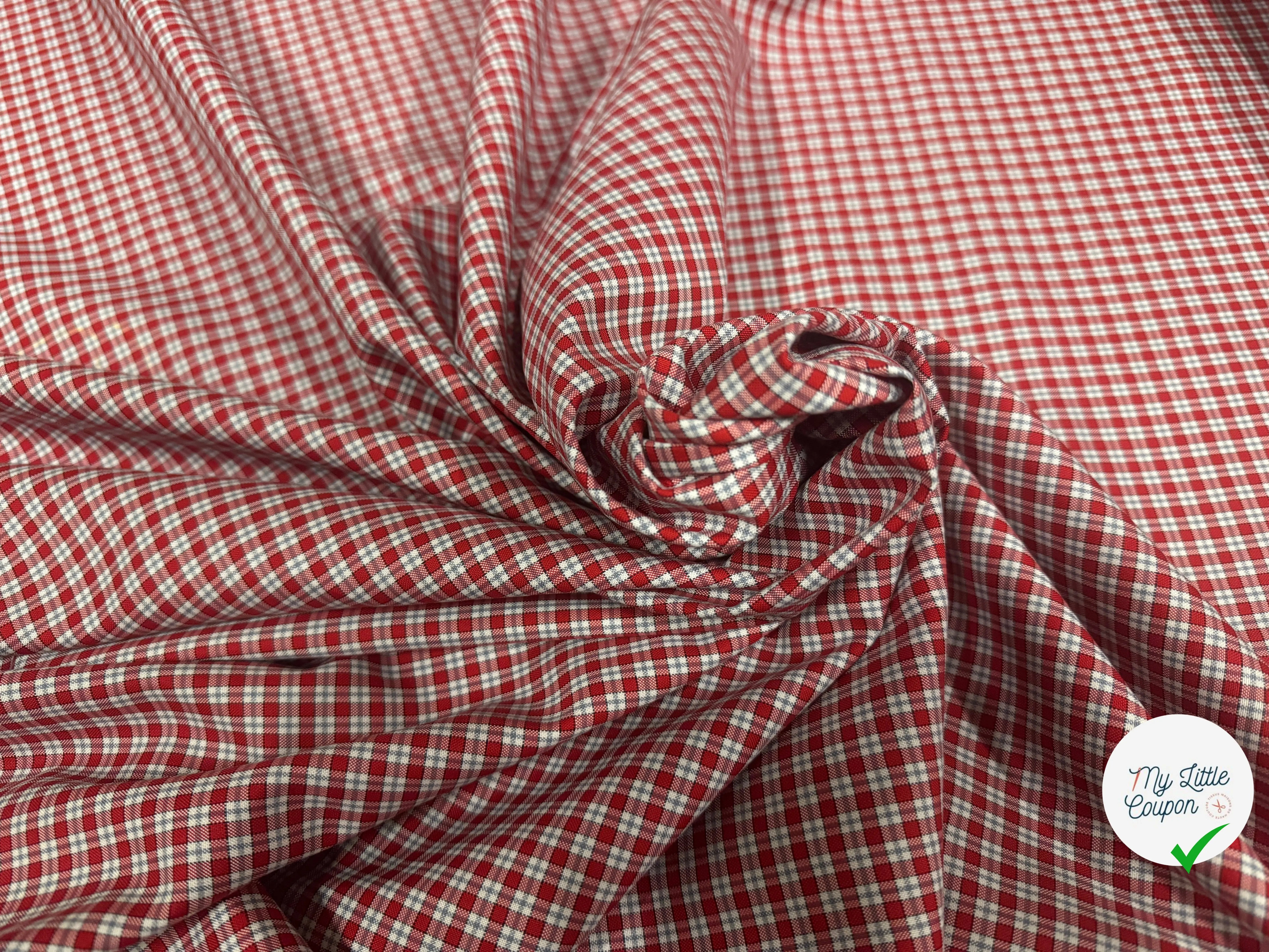 TISSU CHEMISE TWILL DE COTON ROUGE & BLANC - My Little Coupon