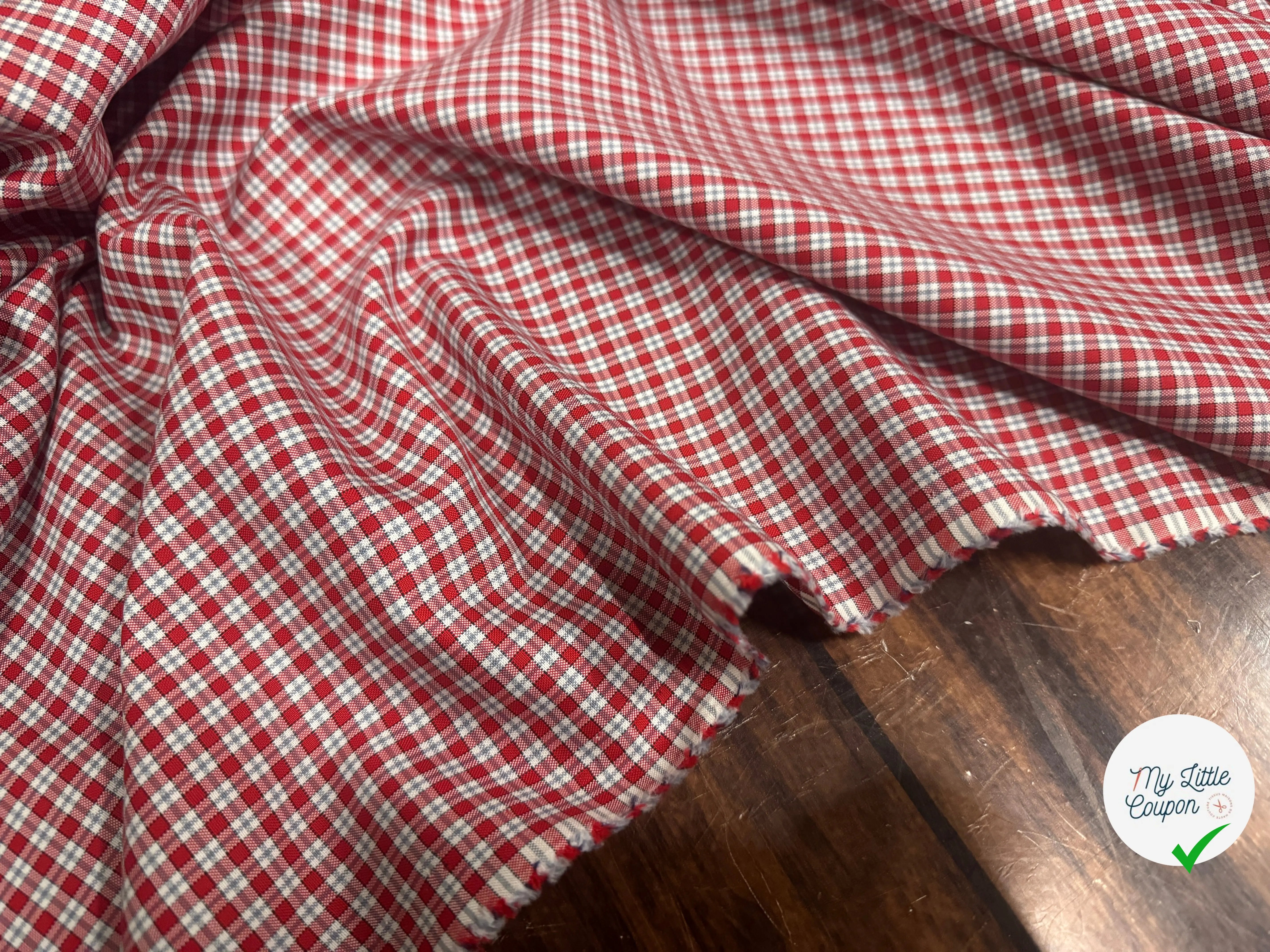 TISSU CHEMISE TWILL DE COTON ROUGE & BLANC - My Little Coupon