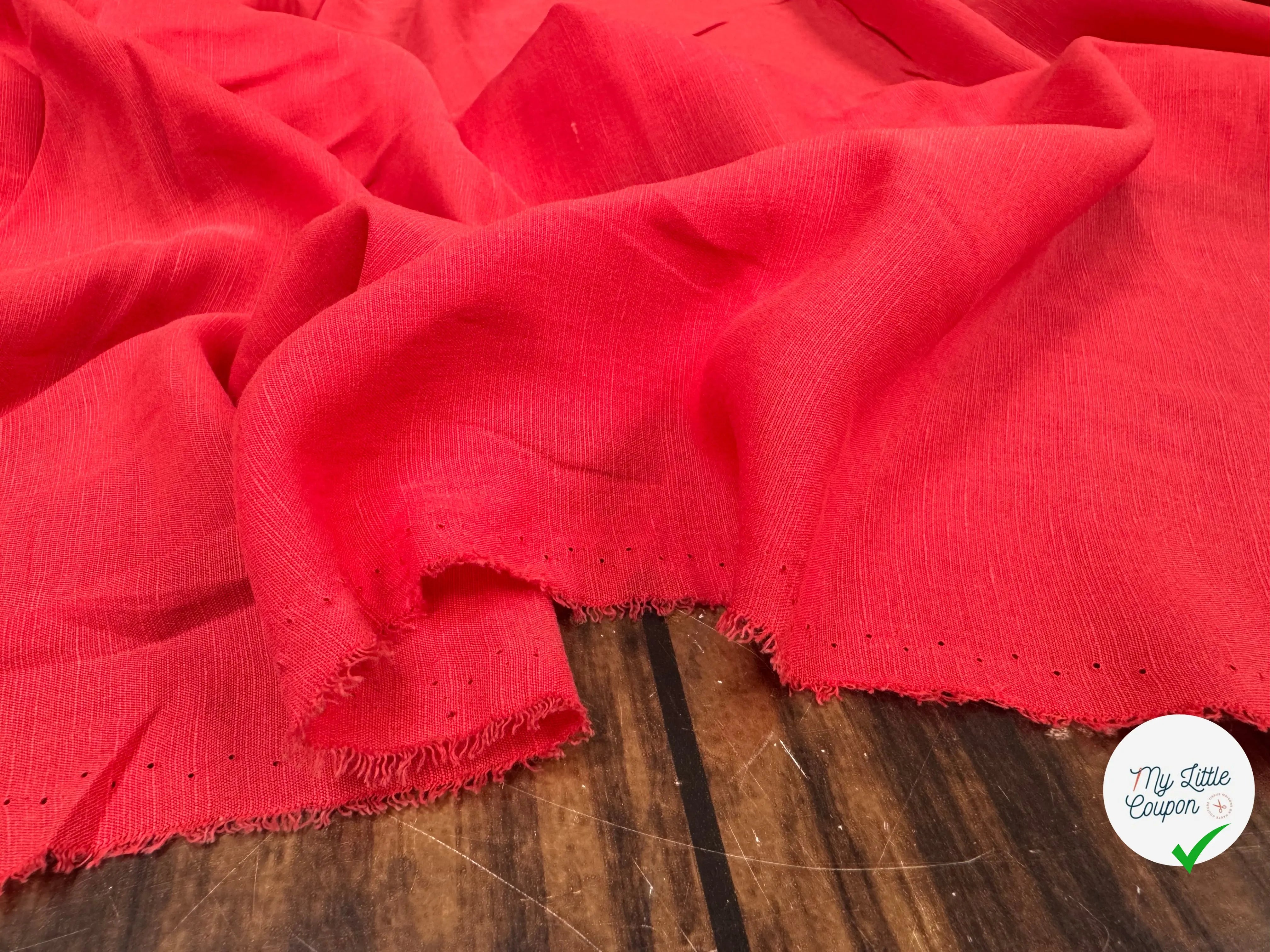 TISSU COTON ARMURÉ ROUGE FORMULA ONE - My Little Coupon