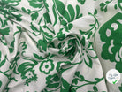 TISSU COTON FLEURS VERT FOND ECRU - My Little Coupon - tissu - coudre