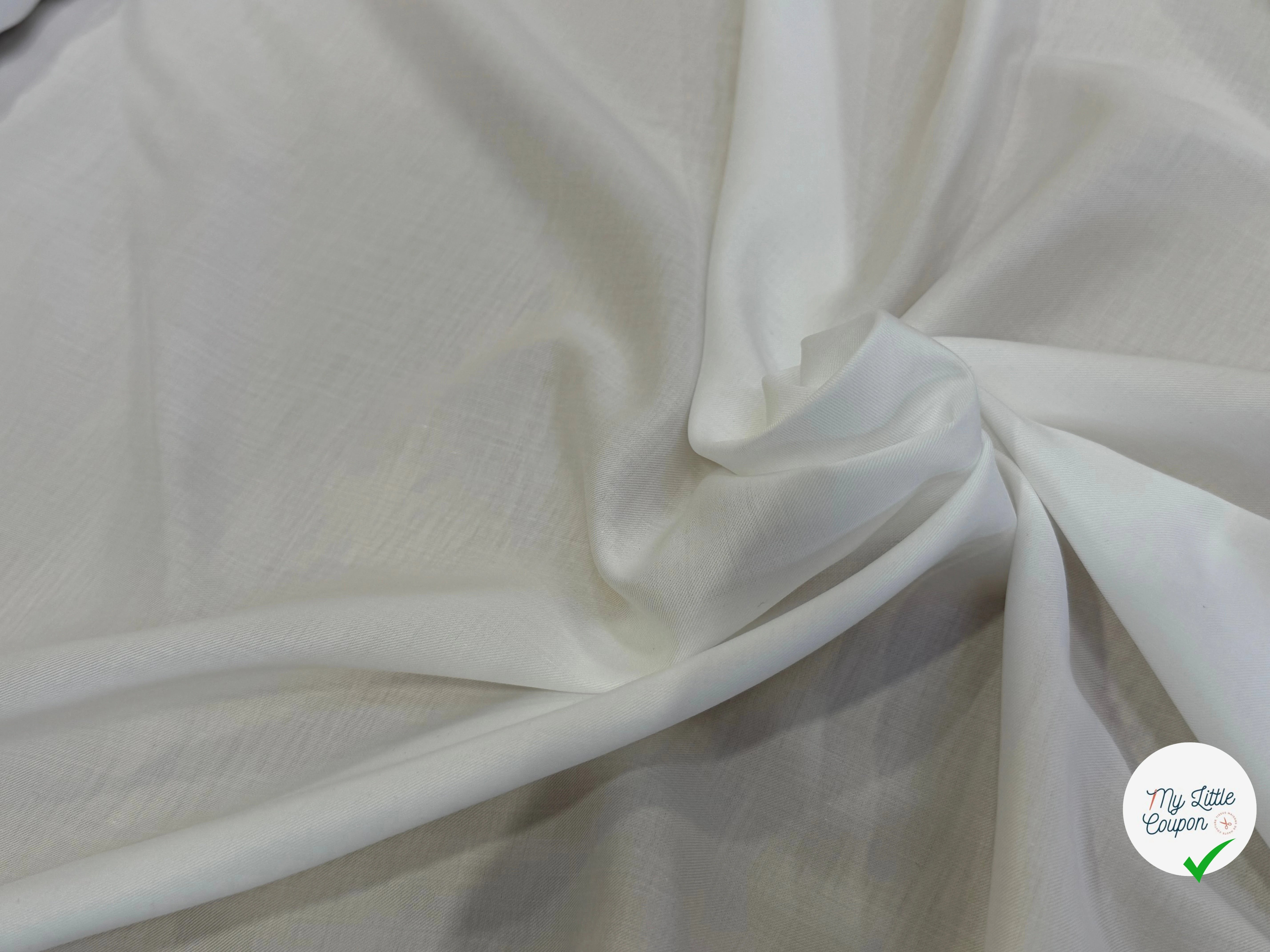 TISSU COTON LYOCELL FLUIDE ET DOUX BLANC - My Little Coupon