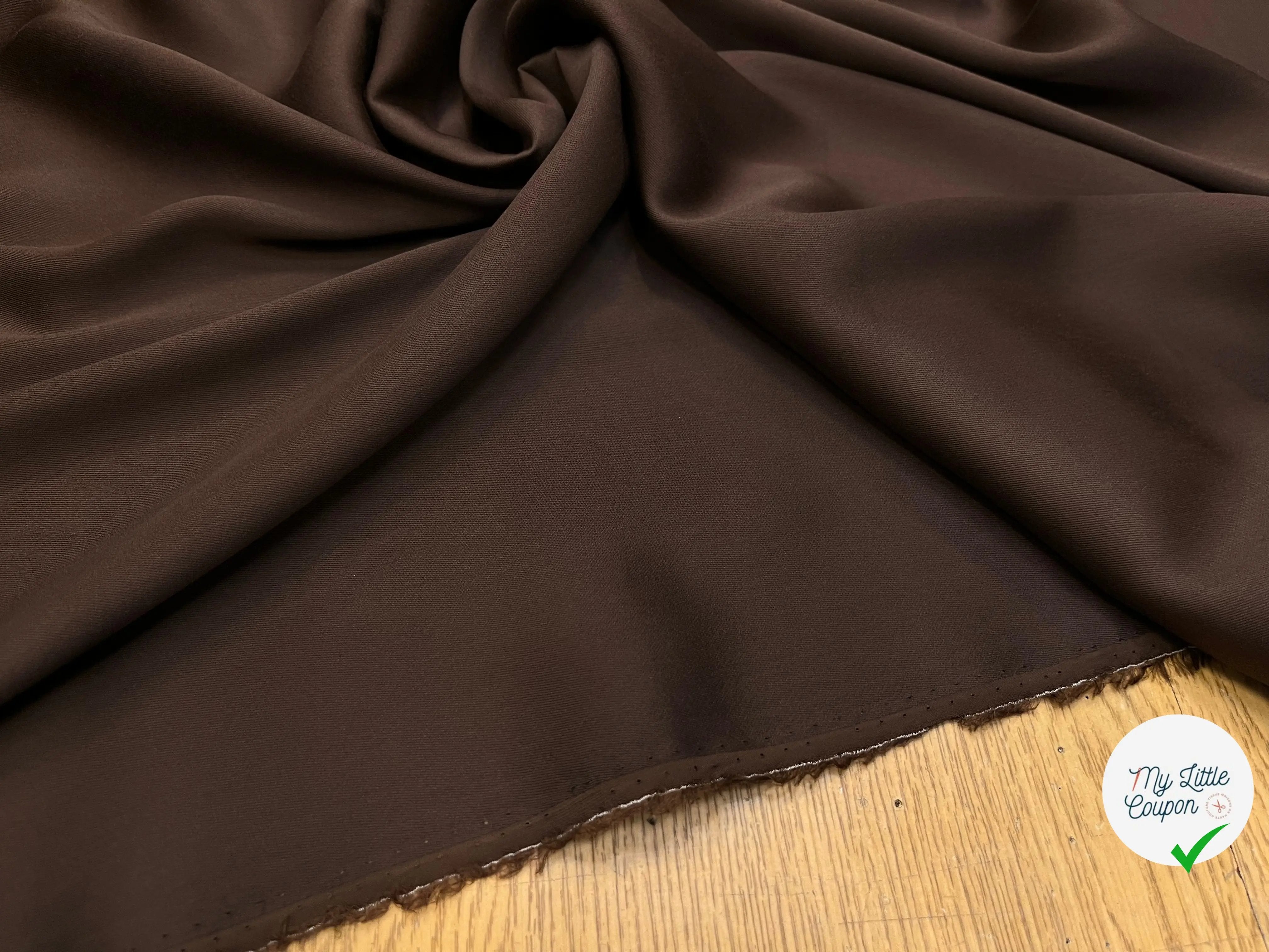 TISSU COTON SATINÉ MARRON 27%SOIE - My Little Coupon