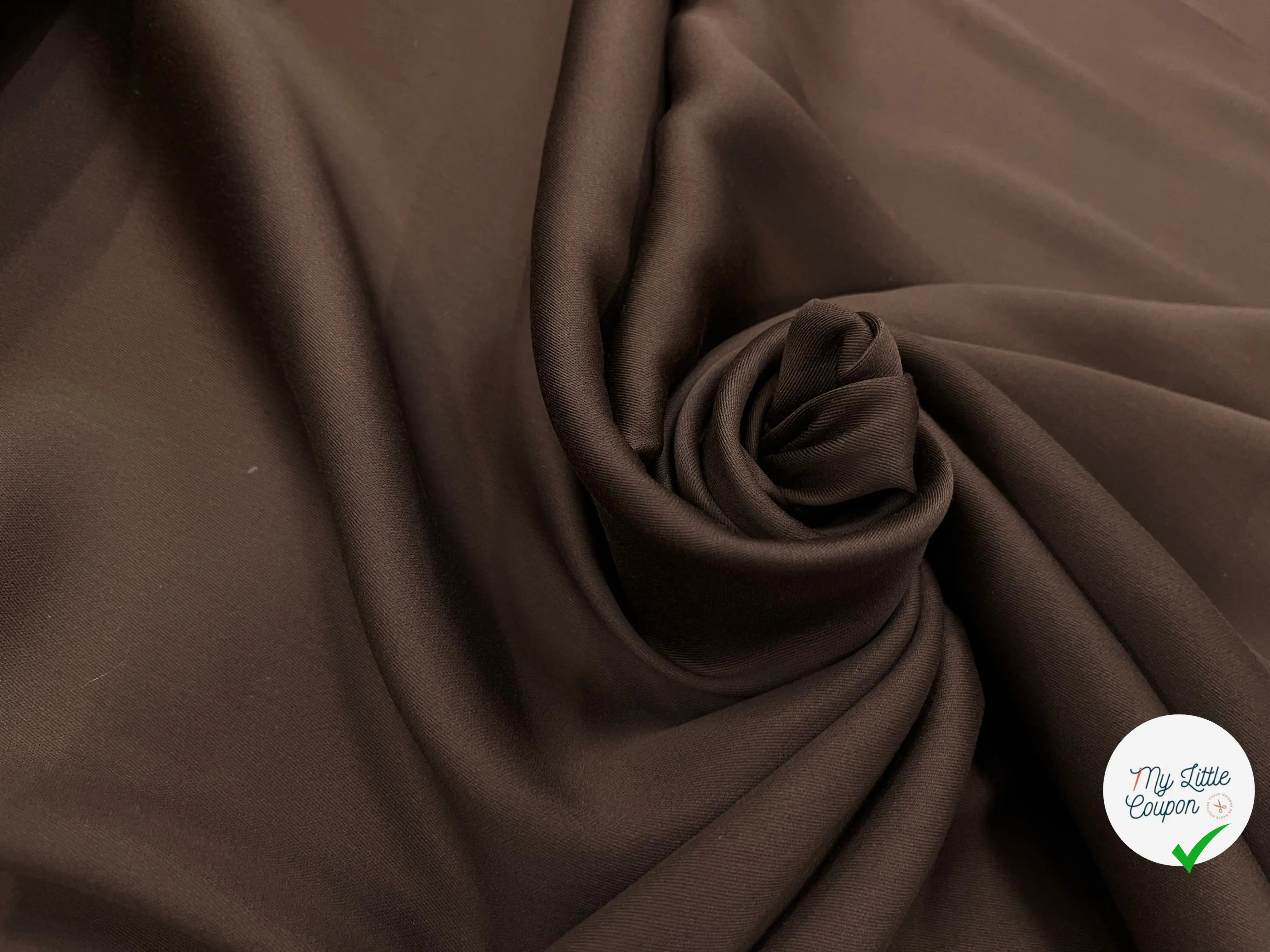 TISSU COTON SATINÉ MARRON 27%SOIE - My Little Coupon
