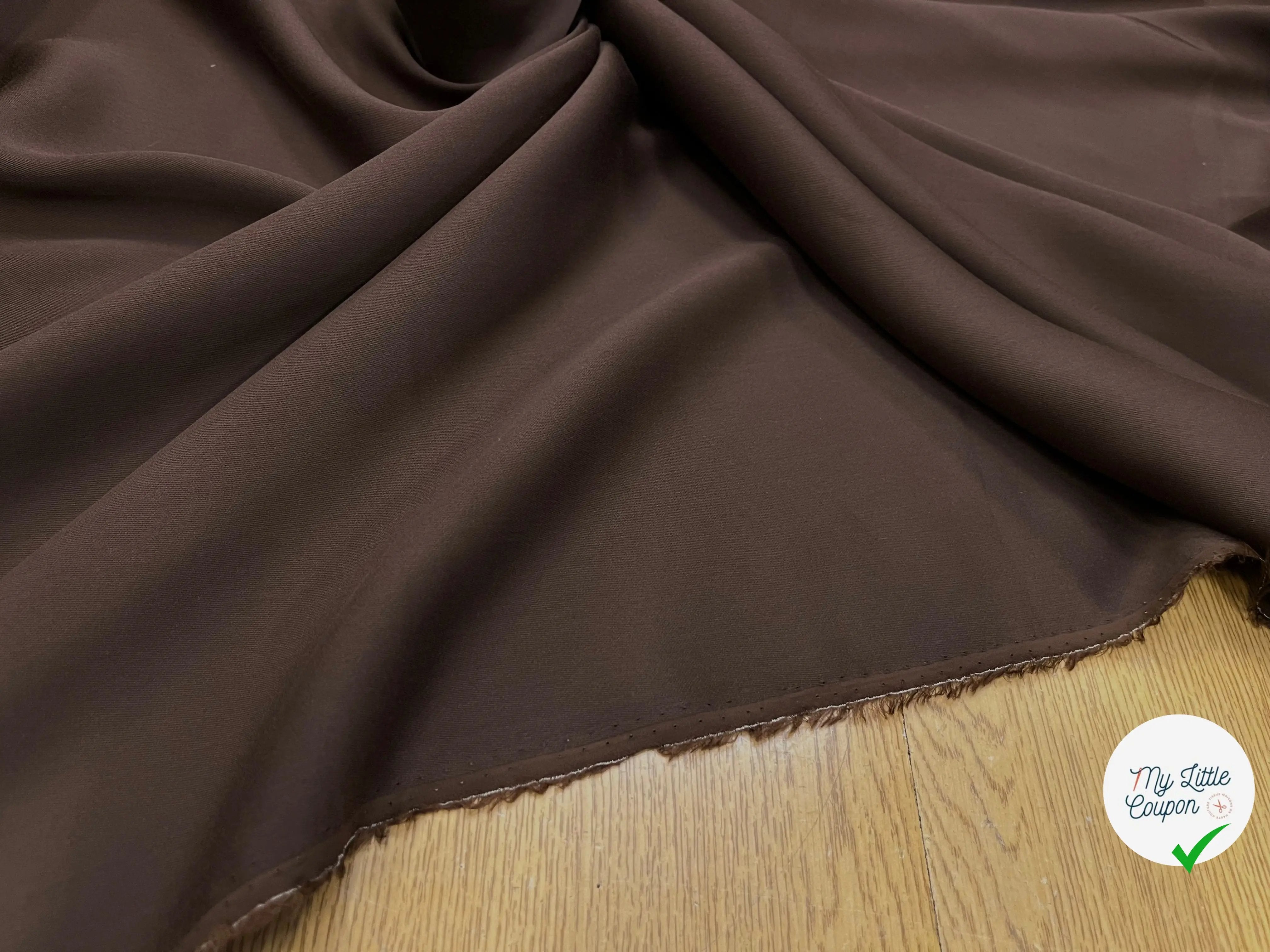 TISSU COTON SATINÉ MARRON 27%SOIE - My Little Coupon