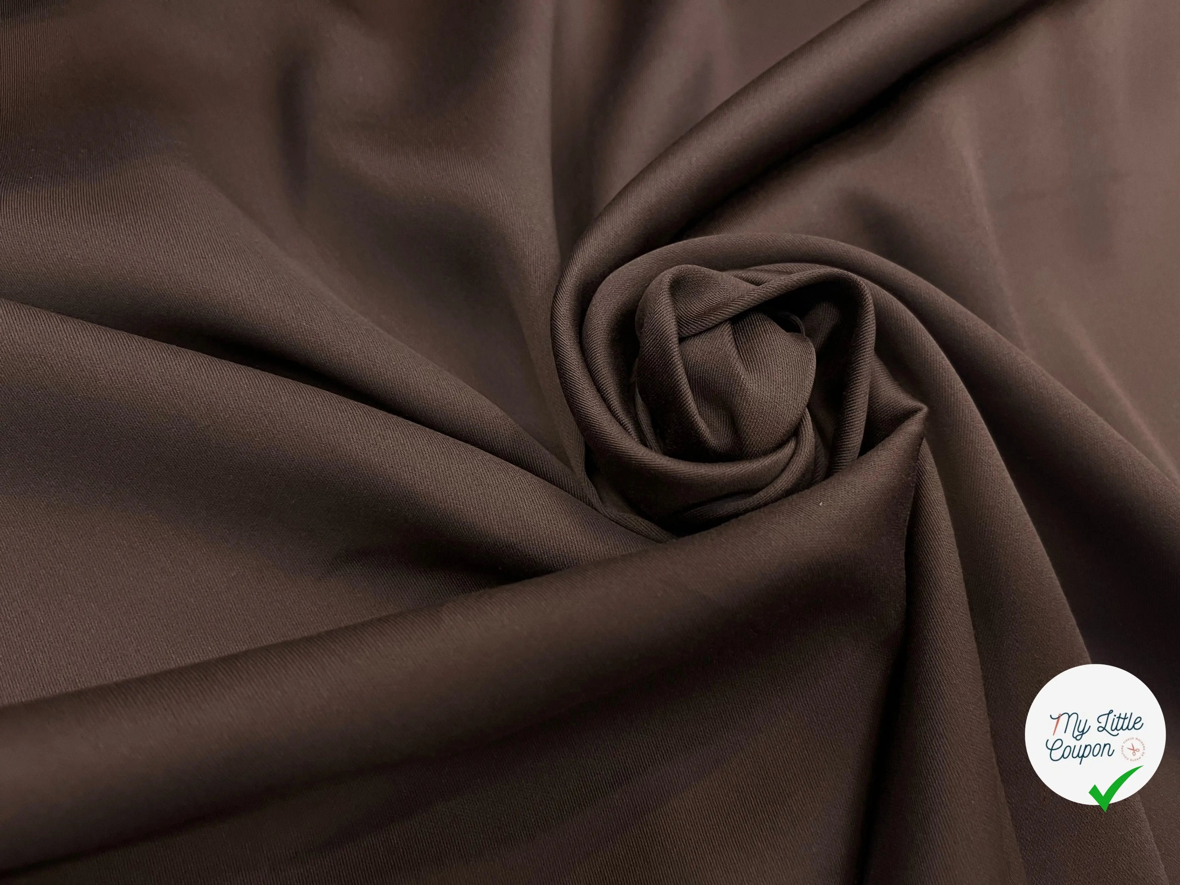 TISSU COTON SATINÉ MARRON 27%SOIE - My Little Coupon