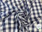 TISSU COTON TRAPPEUR A MOTIFS CARREAUX BLEU NAVY ET LIGNES ROUGE - My Little Coupon