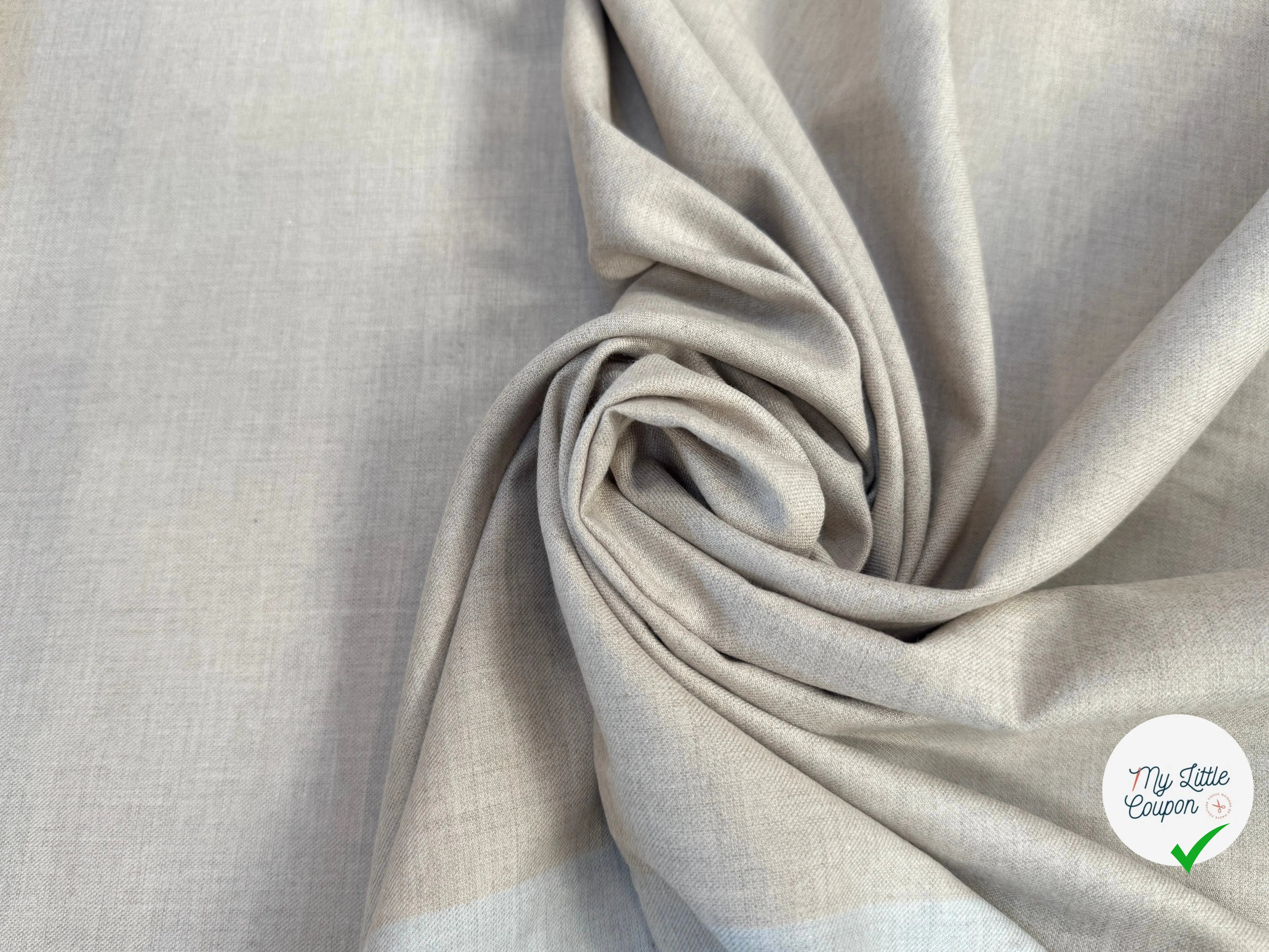 TISSU COTON TRAPPEUR BICOLORE BLEU GRIS SOURIS ET BEIGE FONCÉ - My Little Coupon